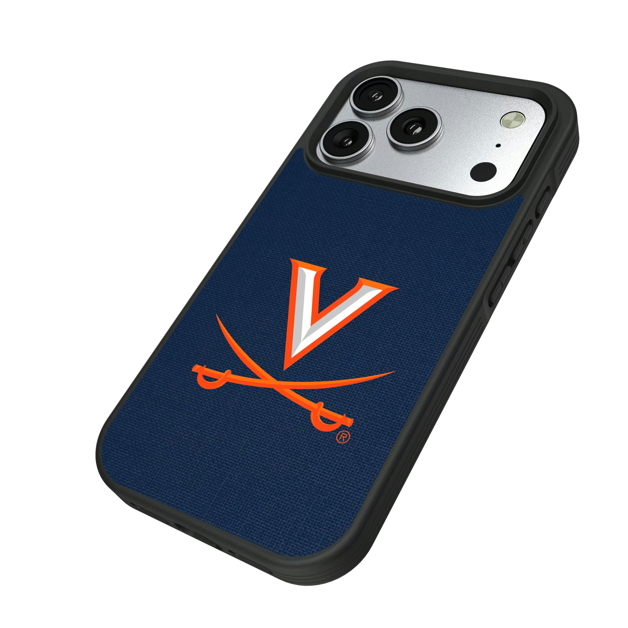 University of Virginia Cavaliers Solid iPhone Bump Phone Case for Apple iPhone - Isometric View#Device_iPhone 17 Pro