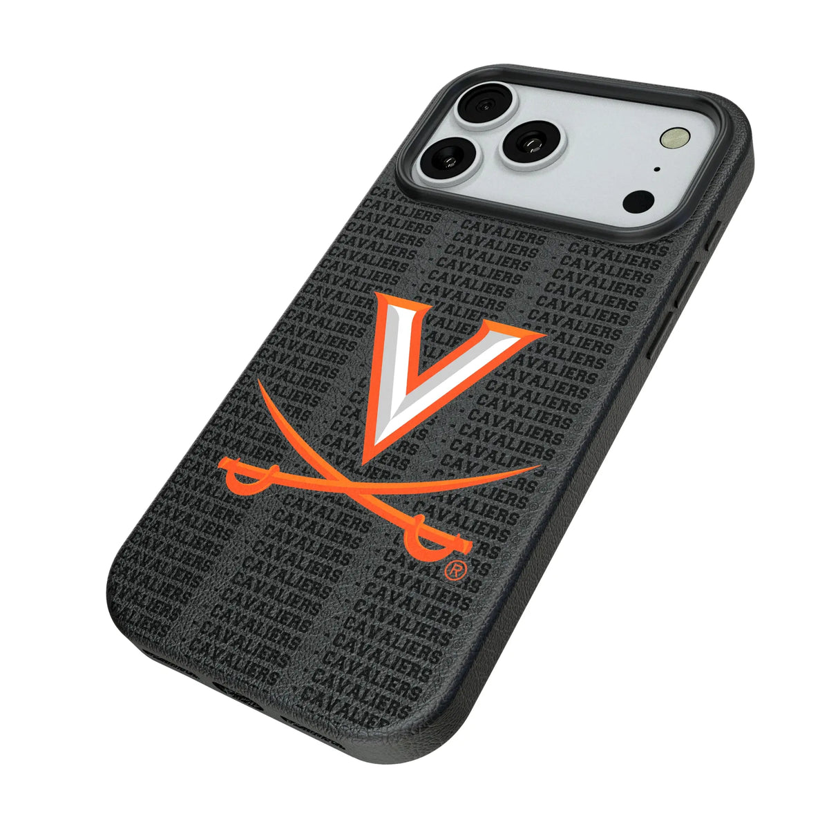 University of Virginia Cavaliers Text Backdrop iPhone MagSafe Compatible Phone Case for Apple iPhone - Isometric View#Device_iPhone 18 Pro Max