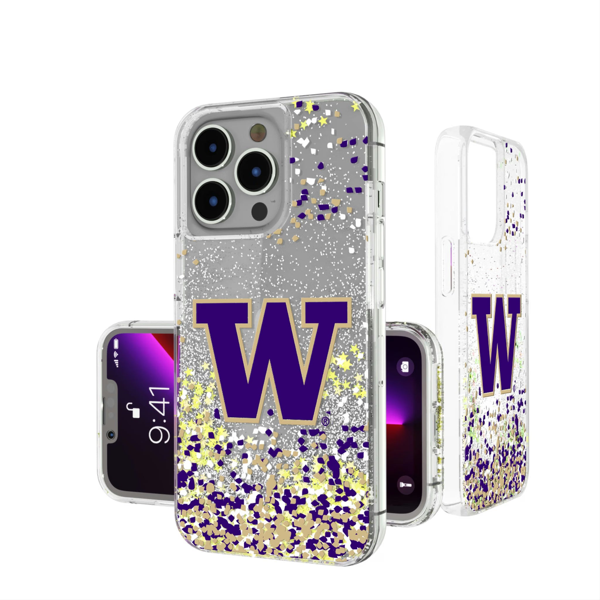 University of Washington Huskies Confetti iPhone Glitter Phone Case for Apple iPhone