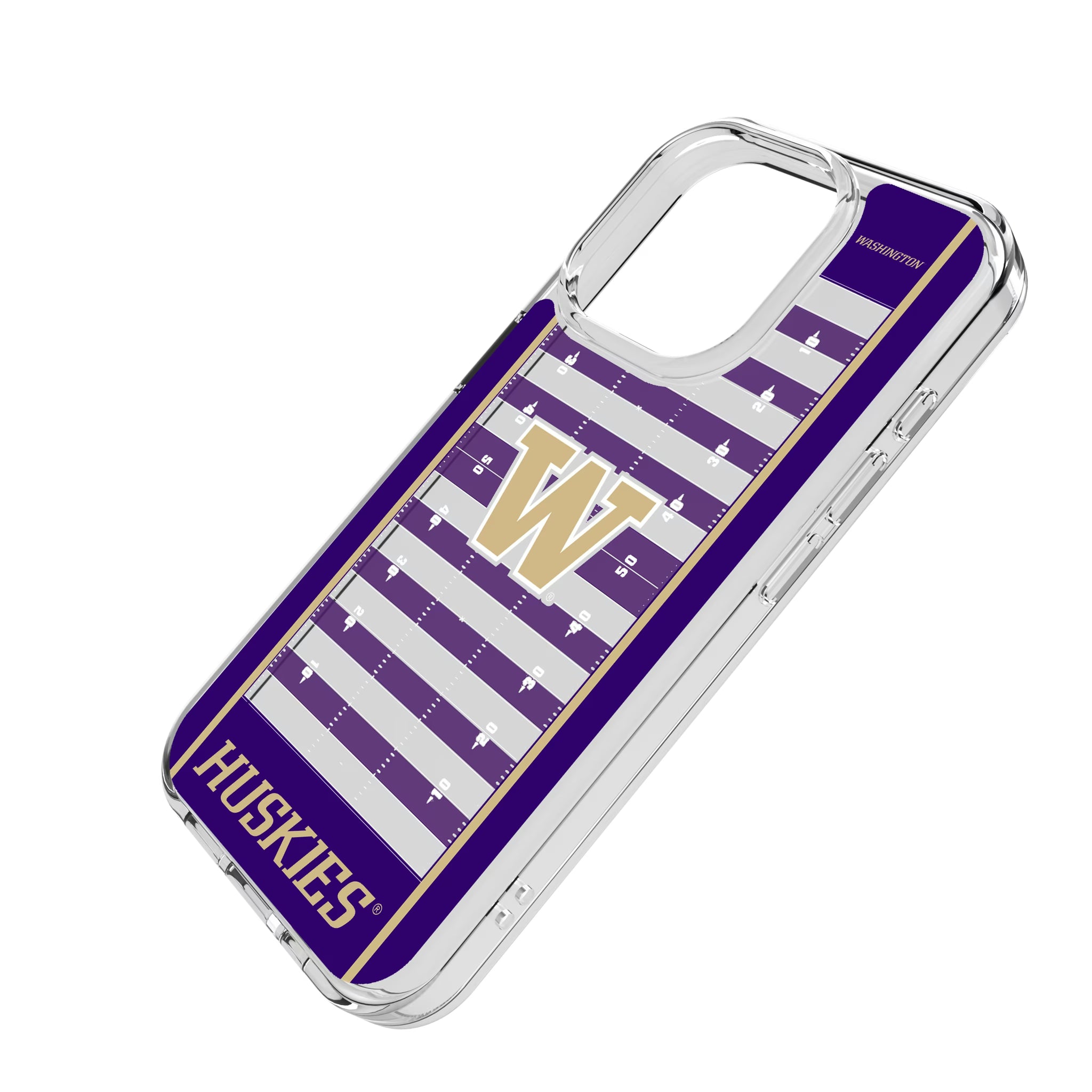 University of Washington Huskies Field iPhone Clear Phone Case for Apple iPhone - Isometric View
