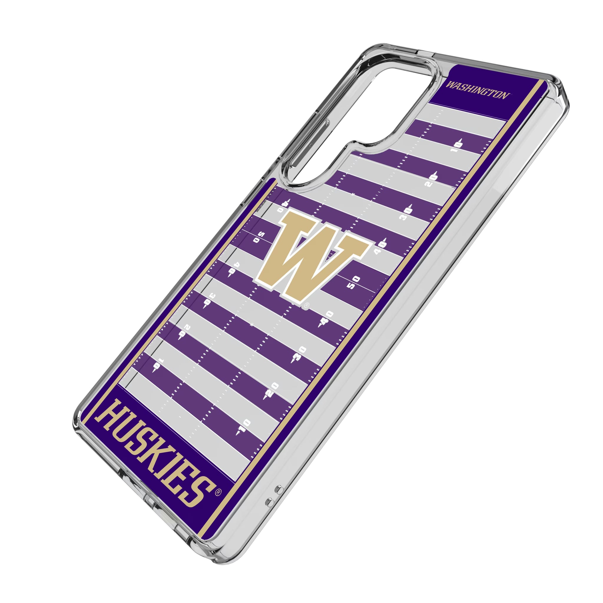 University of Washington Huskies Field Galaxy Clear Phone Case for Samsung Galaxy - Isometric View