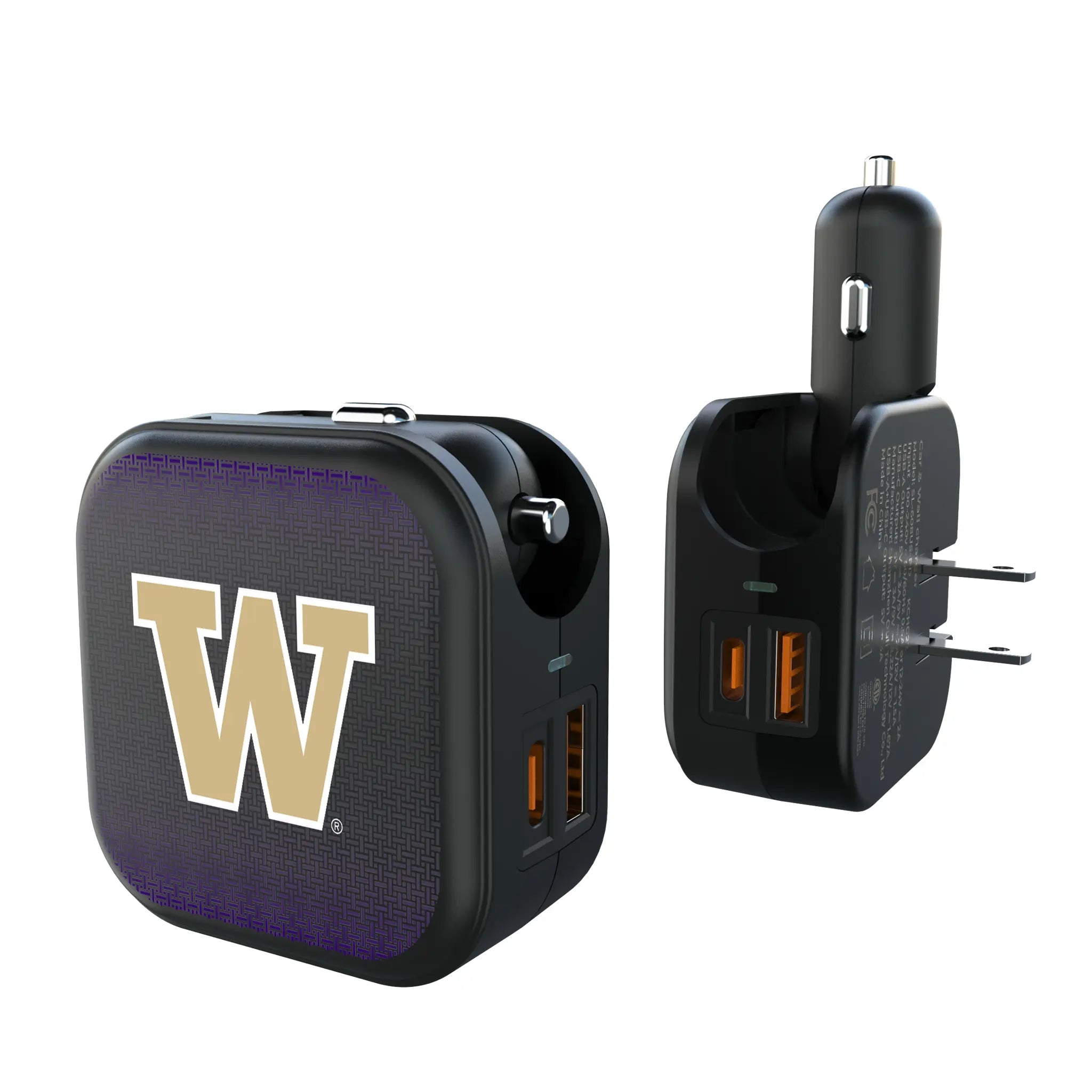 University of Washington Huskies Linen 2 in 1 USB A/C Charger