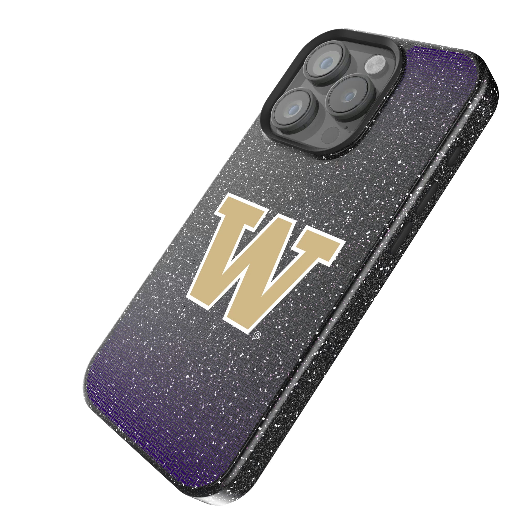 University of Washington Huskies Linen iPhone Bling Phone Case for Apple iPhone - Isometric View