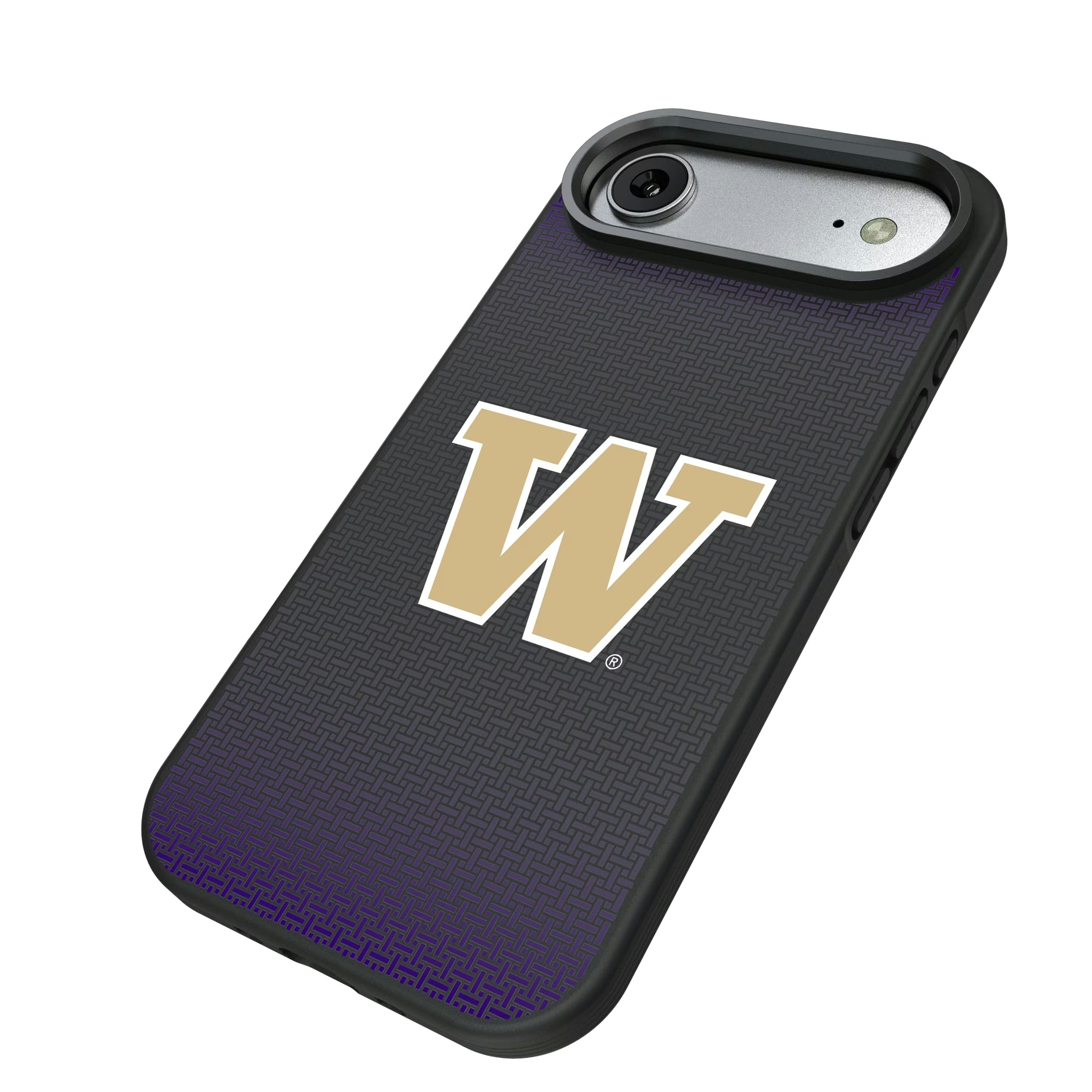 University of Washington Huskies Linen iPhone Bump Phone Case for Apple iPhone - Isometric View#Device_iPhone Air