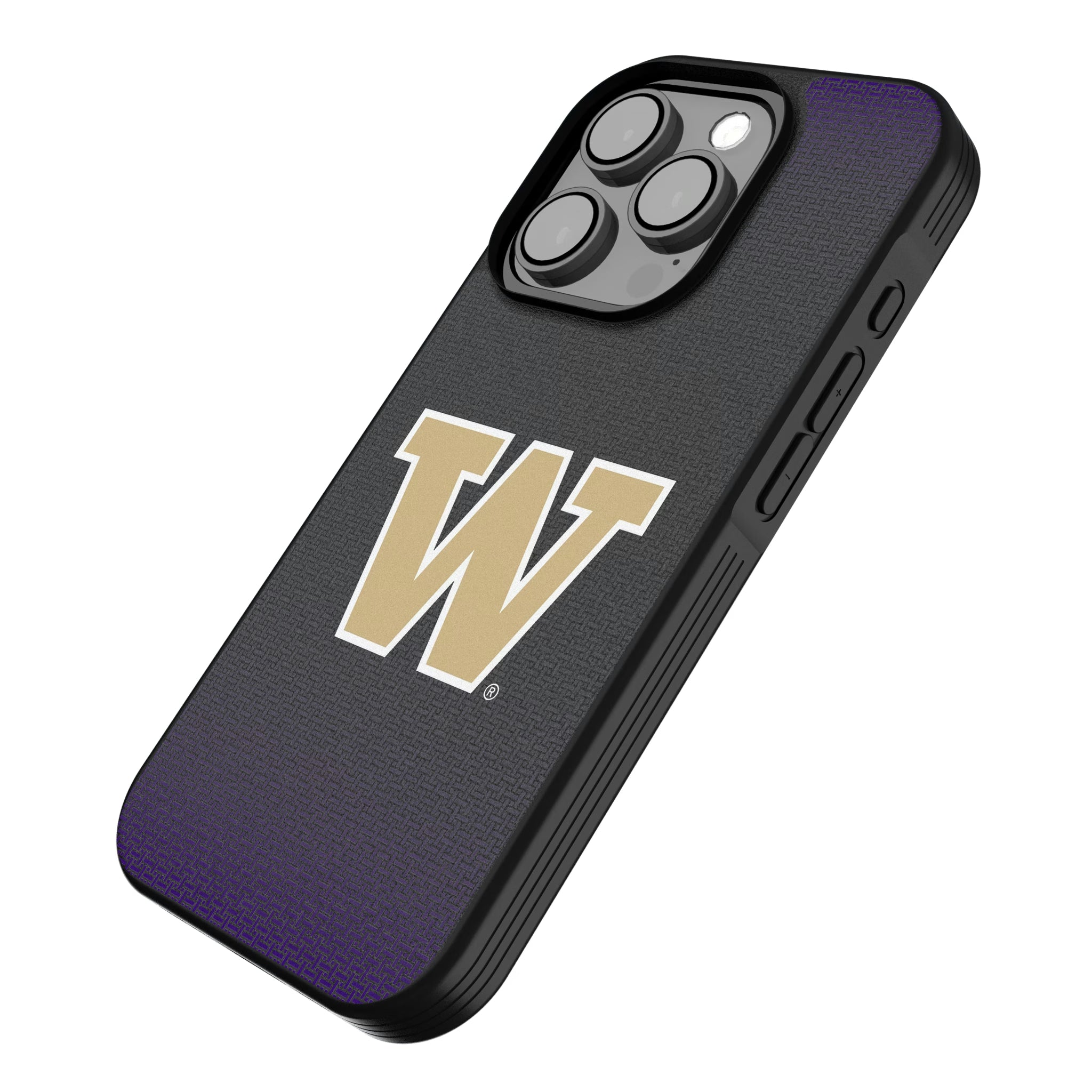 University of Washington Huskies Linen iPhone Bump Phone Case for Apple iPhone - Isometric View