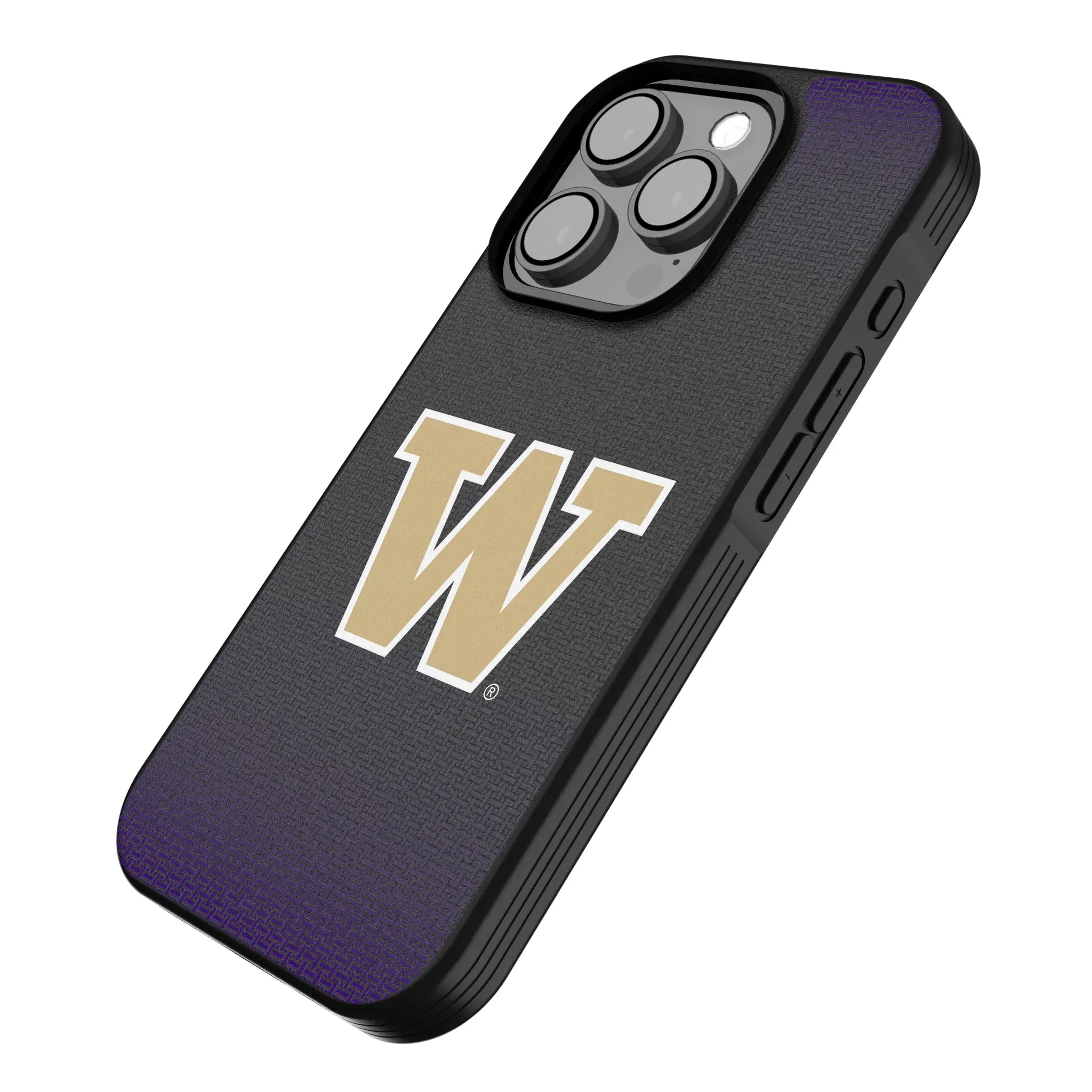 University of Washington Huskies Linen iPhone Bump Phone Case for Apple iPhone - Isometric View