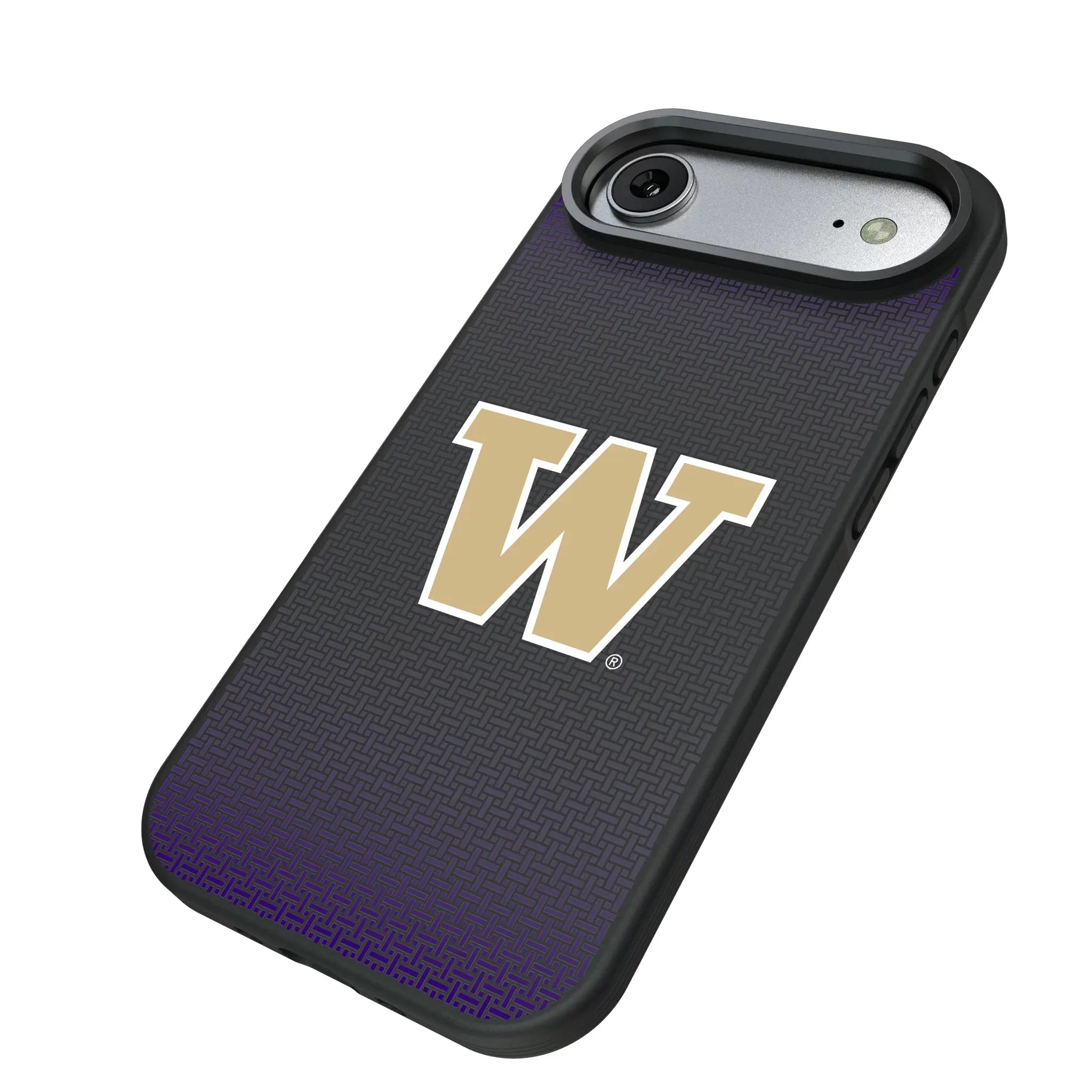 University of Washington Huskies Linen iPhone Bump Phone Case for Apple iPhone - Isometric View#Device_iPhone Air