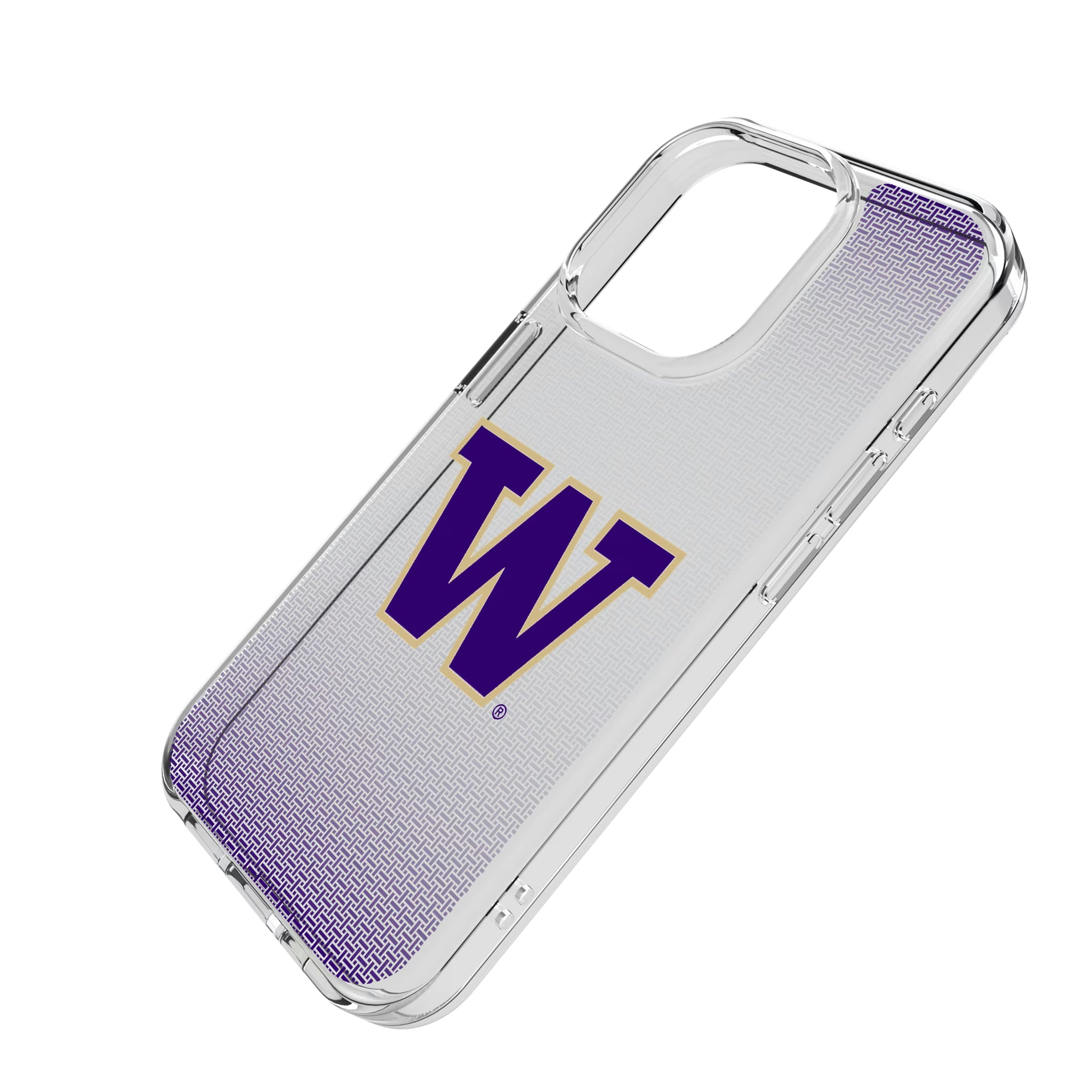 University of Washington Huskies Linen iPhone Clear Phone Case for Apple iPhone - Isometric View