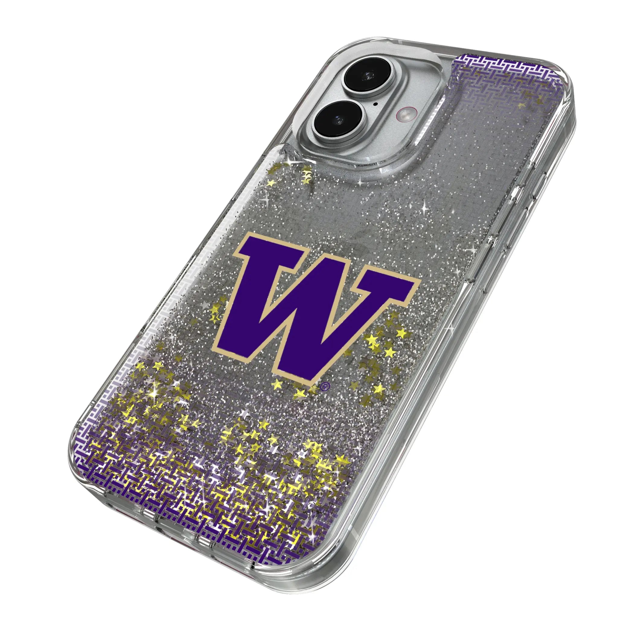 University of Washington Huskies Linen iPhone Glitter Phone Case for Apple iPhone - Isometric View