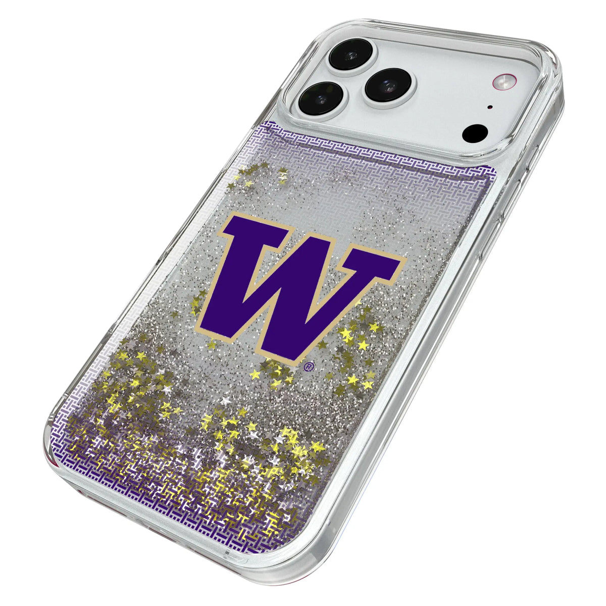 University of Washington Huskies Linen iPhone Glitter Phone Case for Apple iPhone - Isometric View#Device_iPhone 18 Pro Max