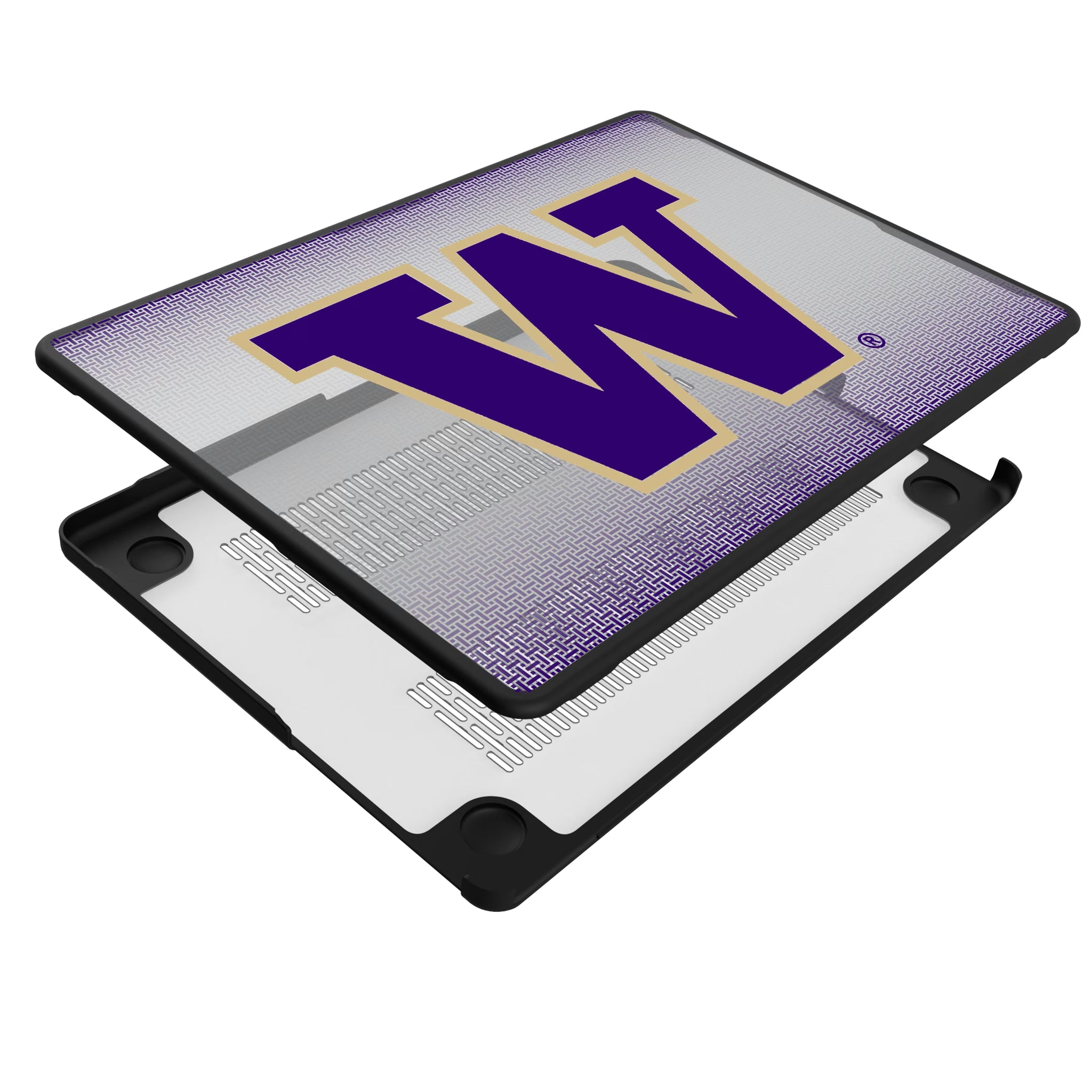 University of Washington Huskies Linen MacBook Laptop Case for Apple MacBook - Isometric View#Device_MacBook Pro (14-inch, 2021) / MacBook Pro (14-inch, 2023) / MacBook Pro (14-inch, 2024)