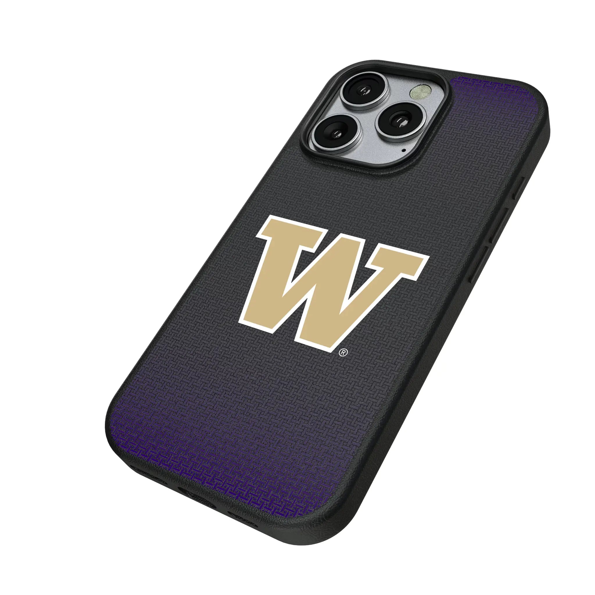 University of Washington Huskies Linen iPhone MagSafe Compatible Phone Case for Apple iPhone - Isometric View