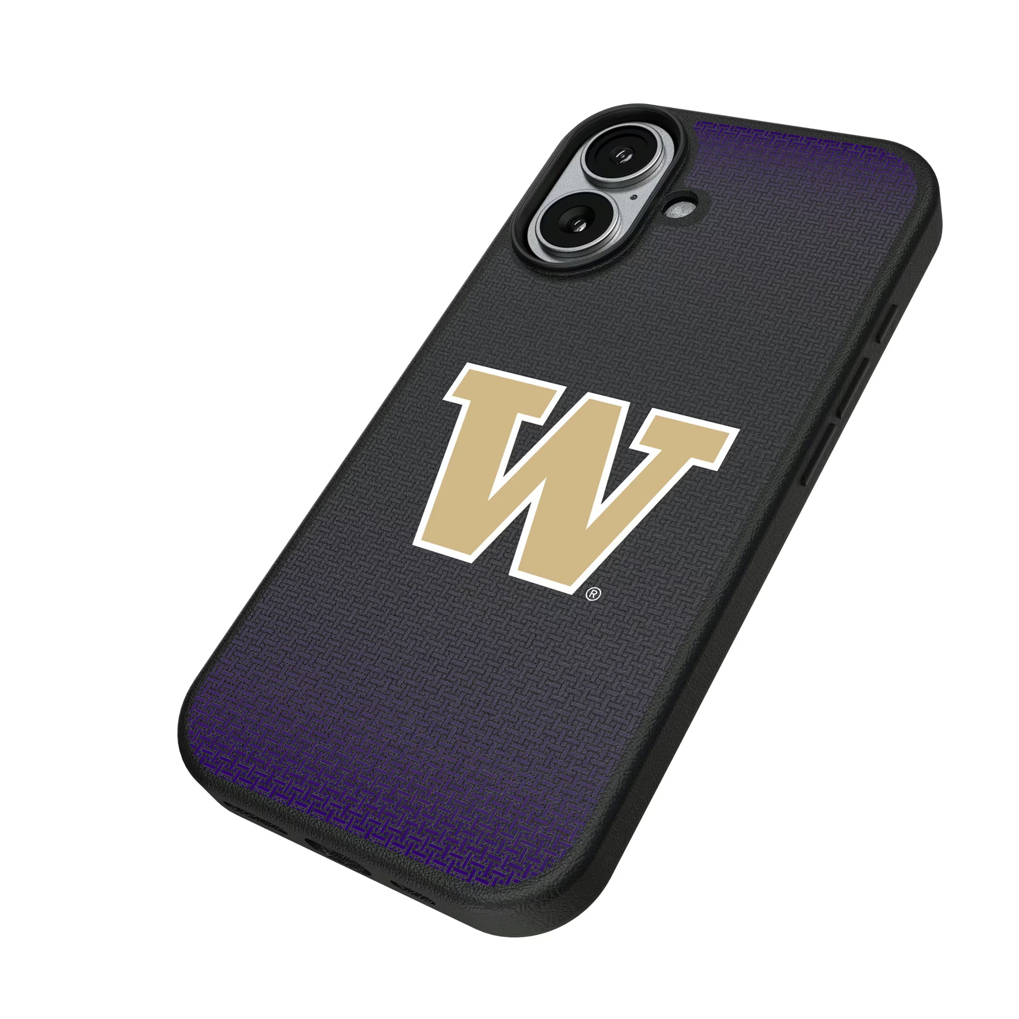 University of Washington Huskies Linen iPhone MagSafe Compatible Phone Case for Apple iPhone - Isometric View#Device_iPhone 17