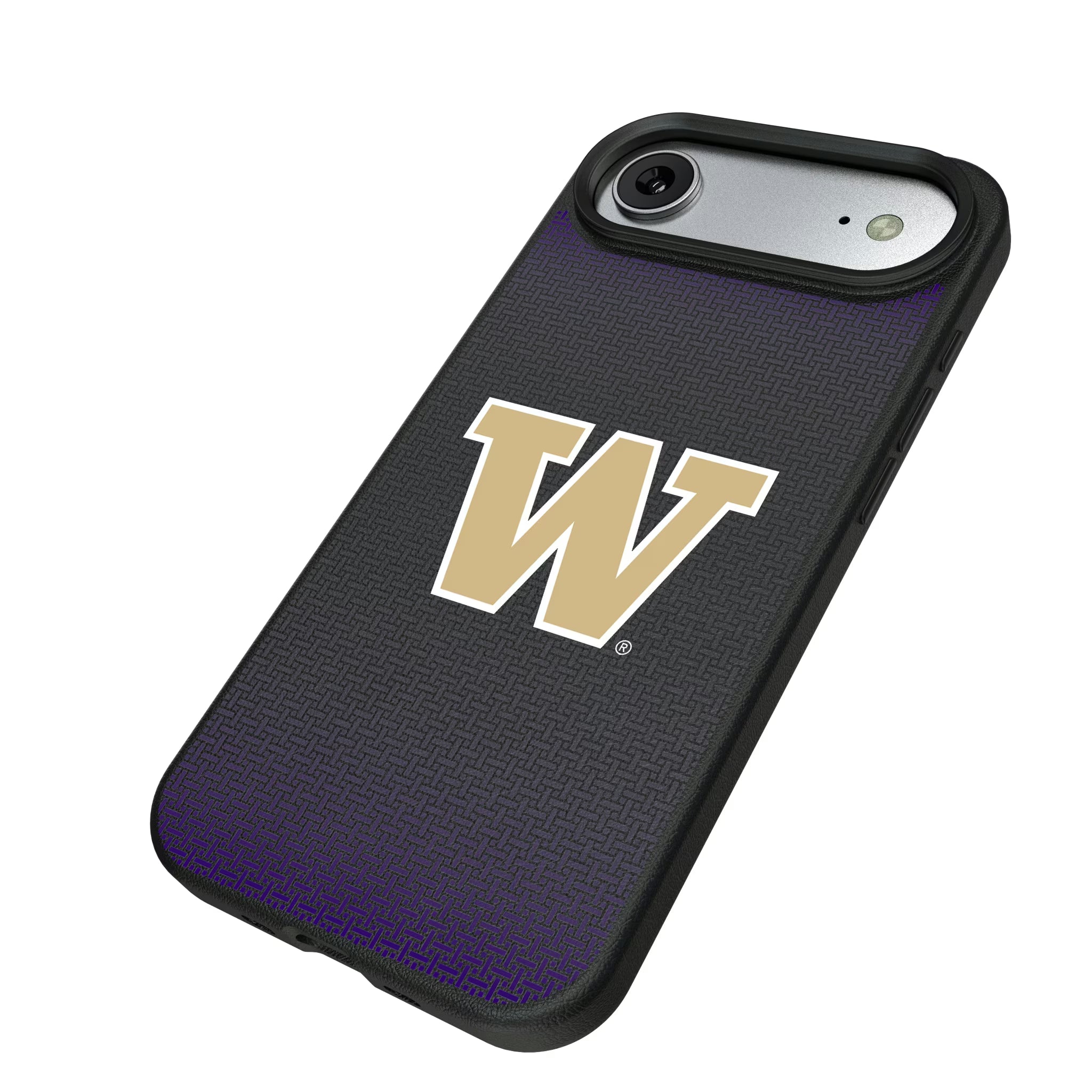 University of Washington Huskies Linen iPhone MagSafe Compatible Phone Case for Apple iPhone - Isometric View#Device_iPhone Air