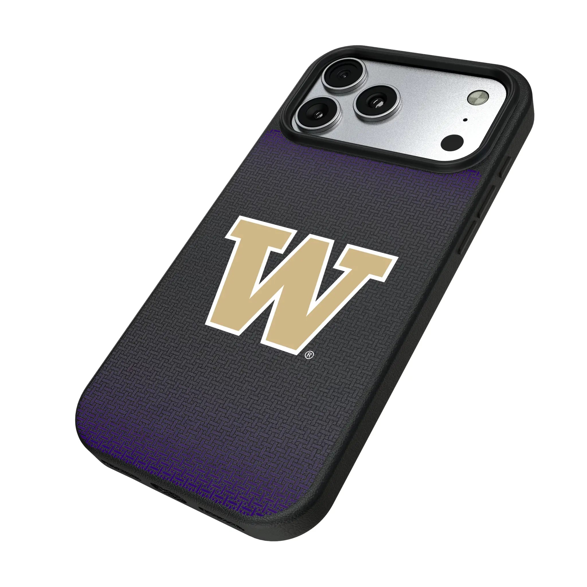 University of Washington Huskies Linen iPhone MagSafe Compatible Phone Case for Apple iPhone - Isometric View#Device_iPhone 17 Pro Max