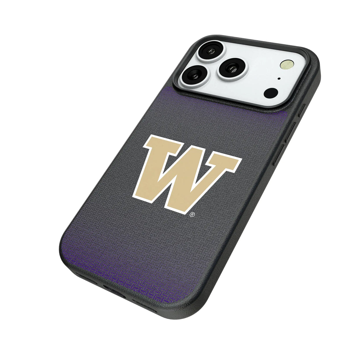 University of Washington Huskies Linen iPhone MagSafe Compatible Phone Case for Apple iPhone - Isometric View#Device_iPhone 18 Pro