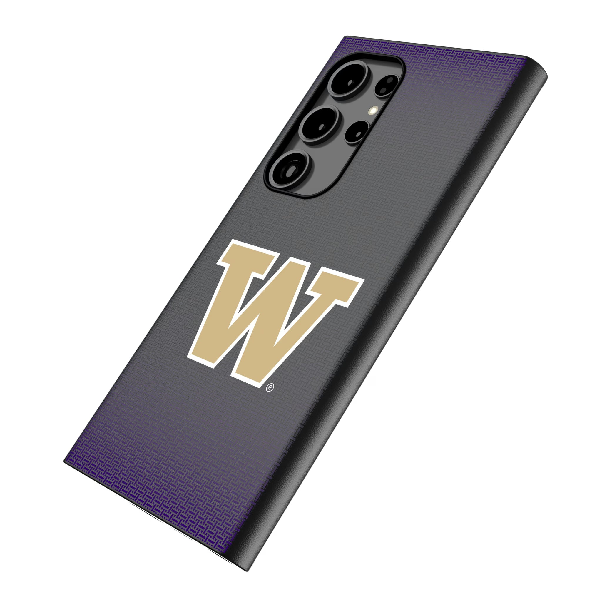 University of Washington Huskies Linen Galaxy MagSafe Compatible Phone Case for Samsung Galaxy - Isometric View
