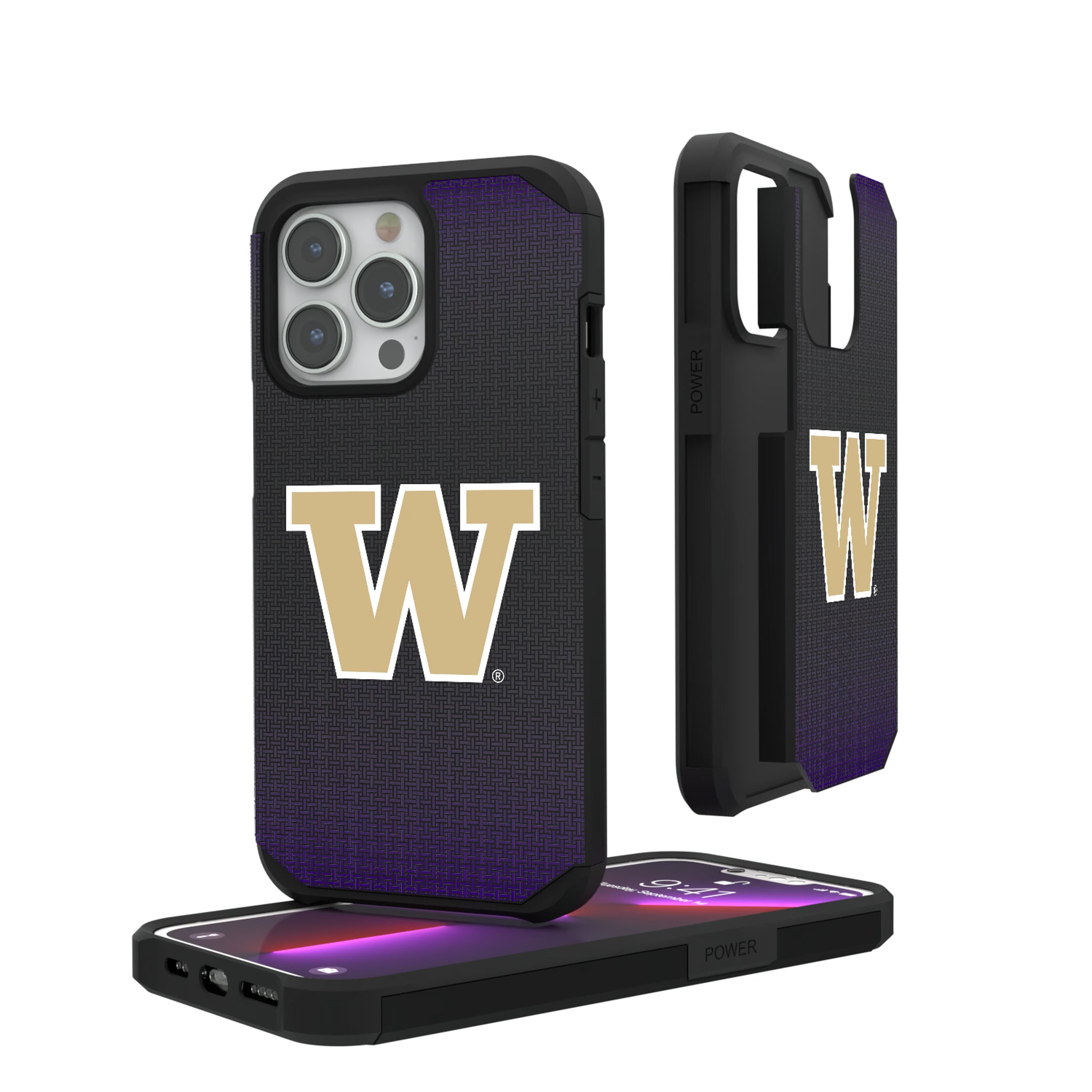 University of Washington Huskies Linen iPhone Rugged Phone Case for Apple iPhone#Device_iPhone 13 Pro