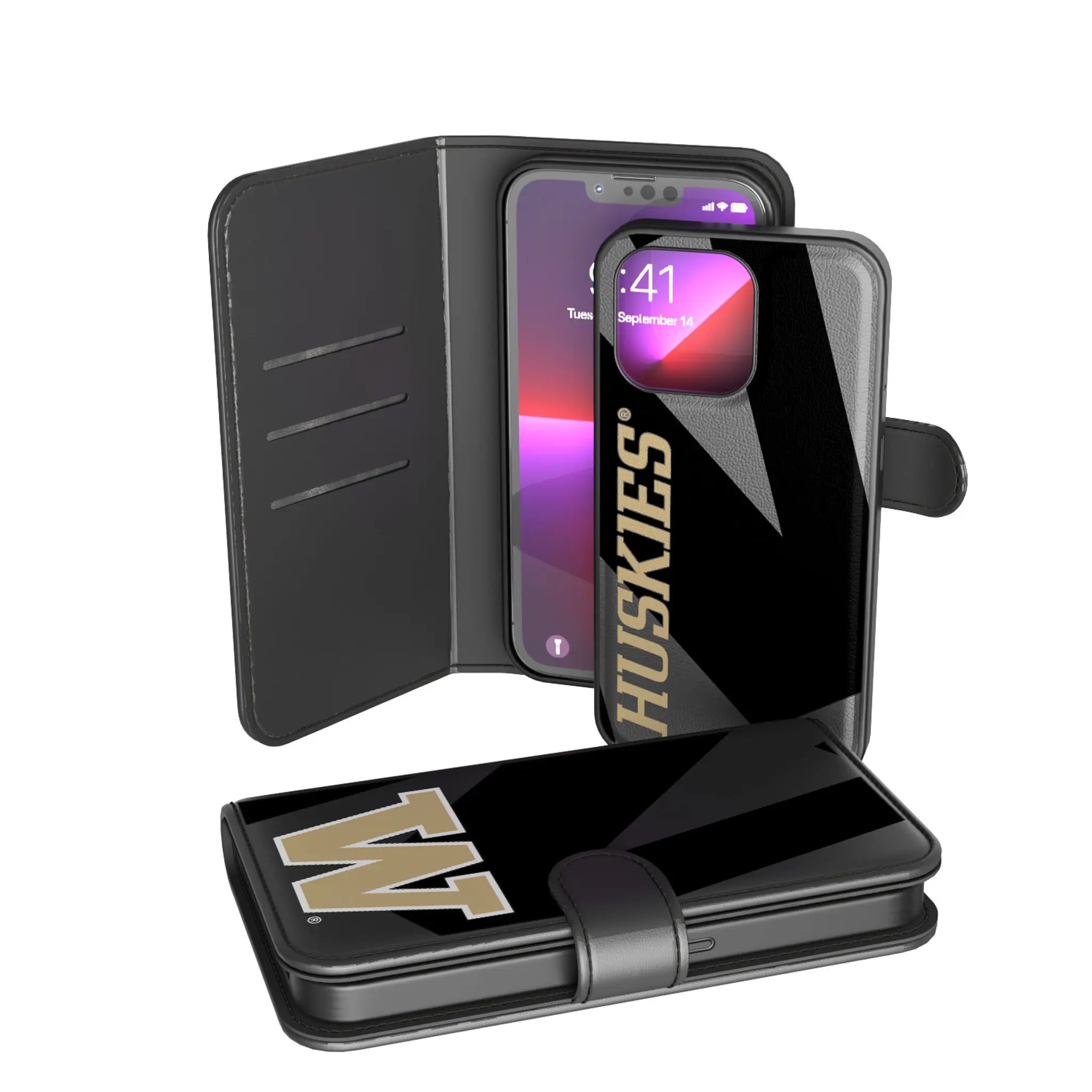 University of Washington Huskies Monocolor Tilt iPhone Wallet Phone Case for Apple iPhone