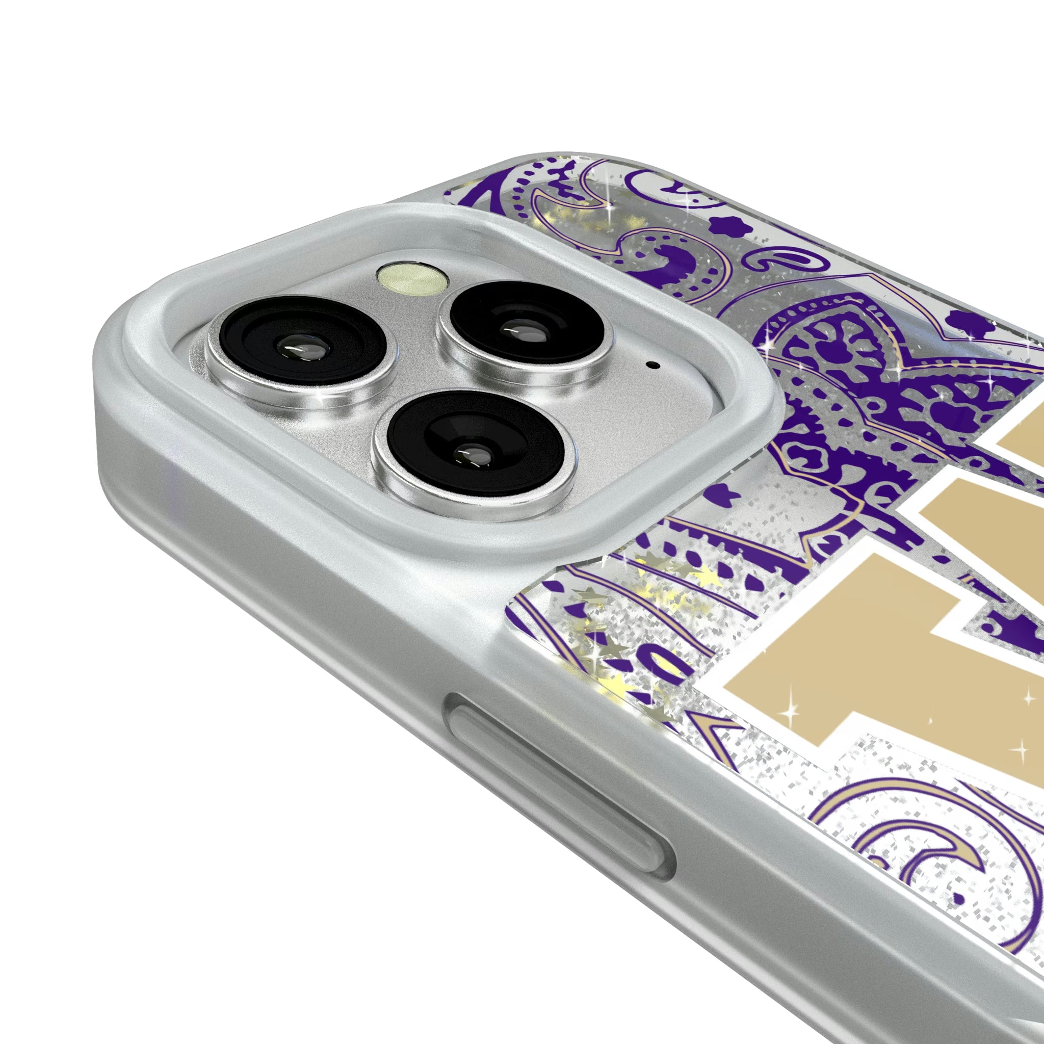 University of Washington Huskies Paisley iPhone Glitter Phone Case for Apple iPhone - Detail#Device_iPhone 16 Pro