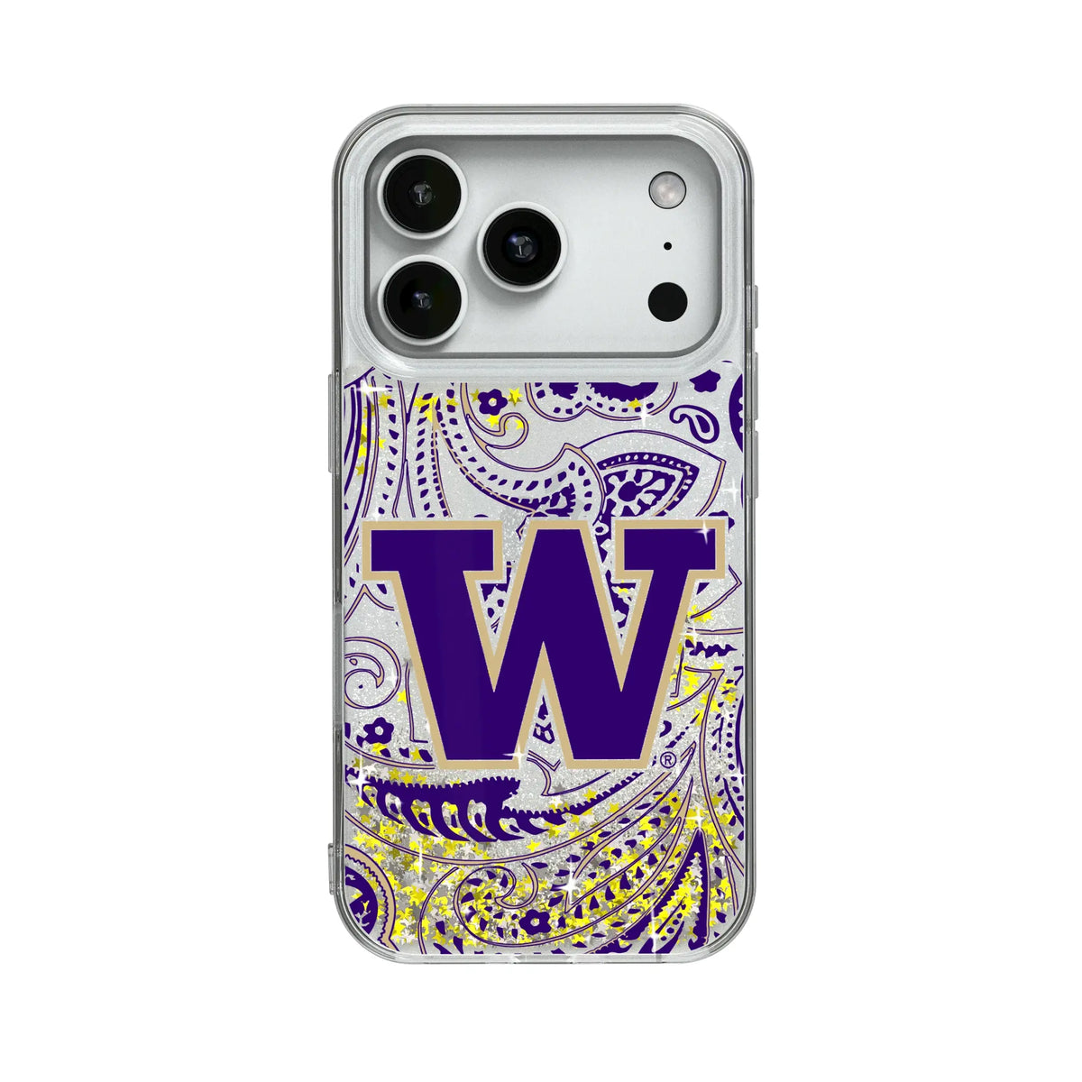 University of Washington Huskies Paisley Glitter Phone Case for Apple iPhone