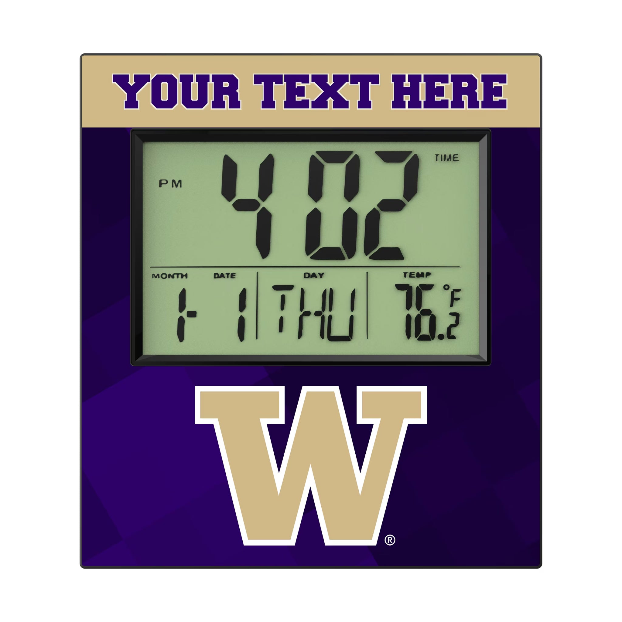 University of Washington Huskies Personalized Color Block Wall Clock