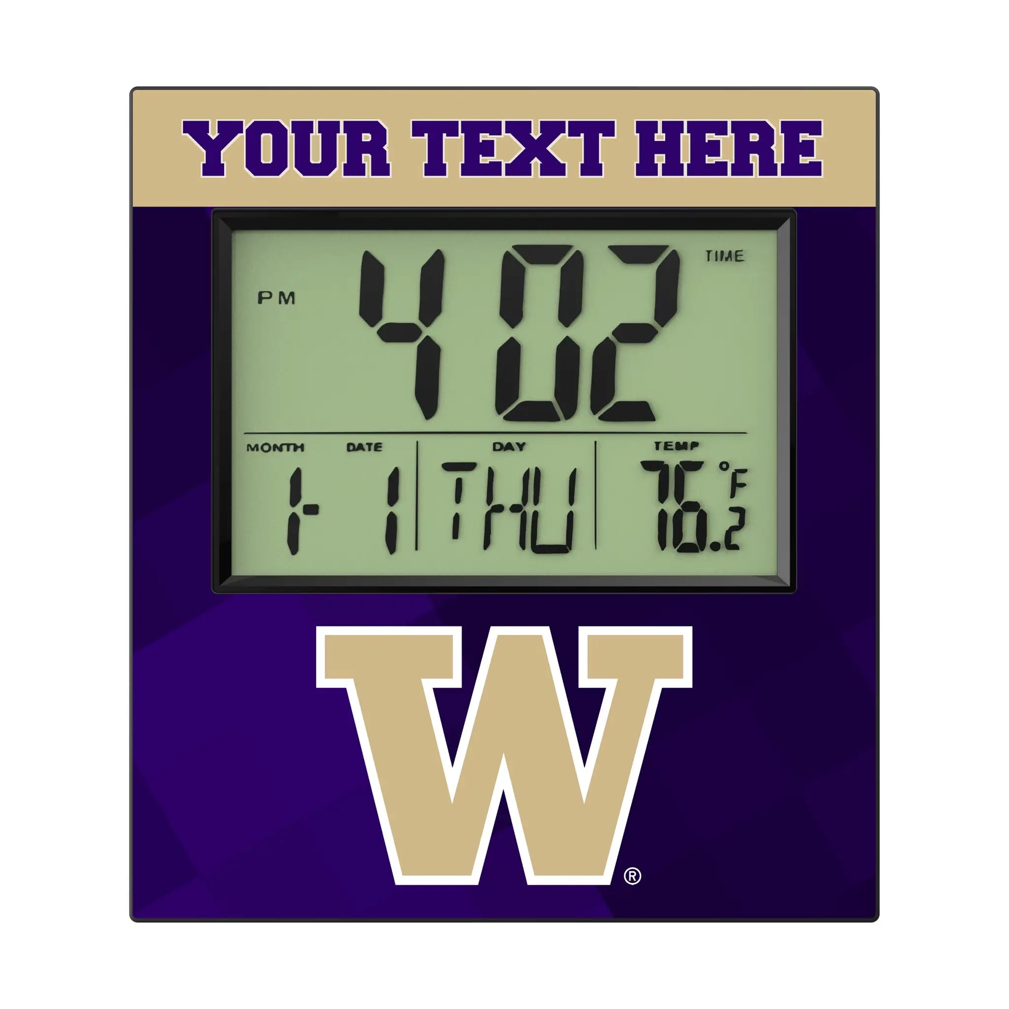 University of Washington Huskies Personalized Color Block Wall Clock