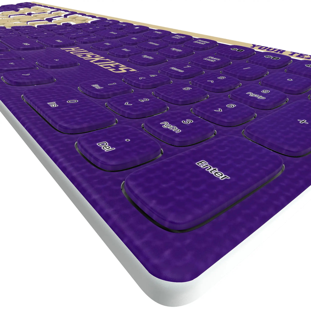 University of Washington Huskies Personalized Endzone Solid KKB605 Curved Wireless Keyboard - Detail
