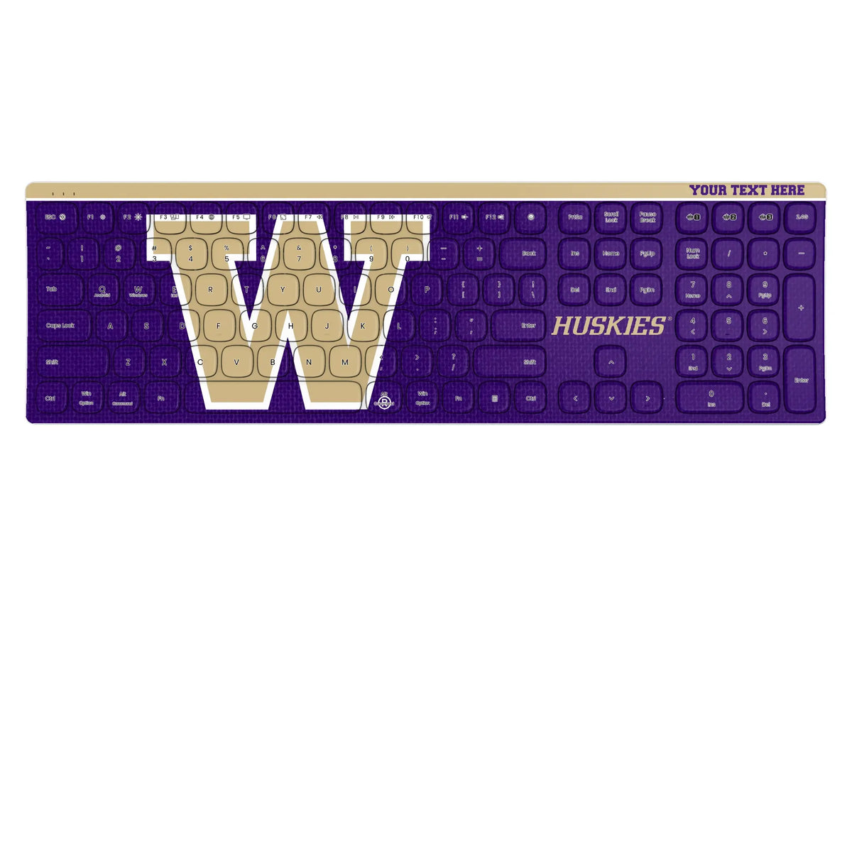 University of Washington Huskies Personalized Endzone Solid KKB605 Curved Wireless Keyboard
