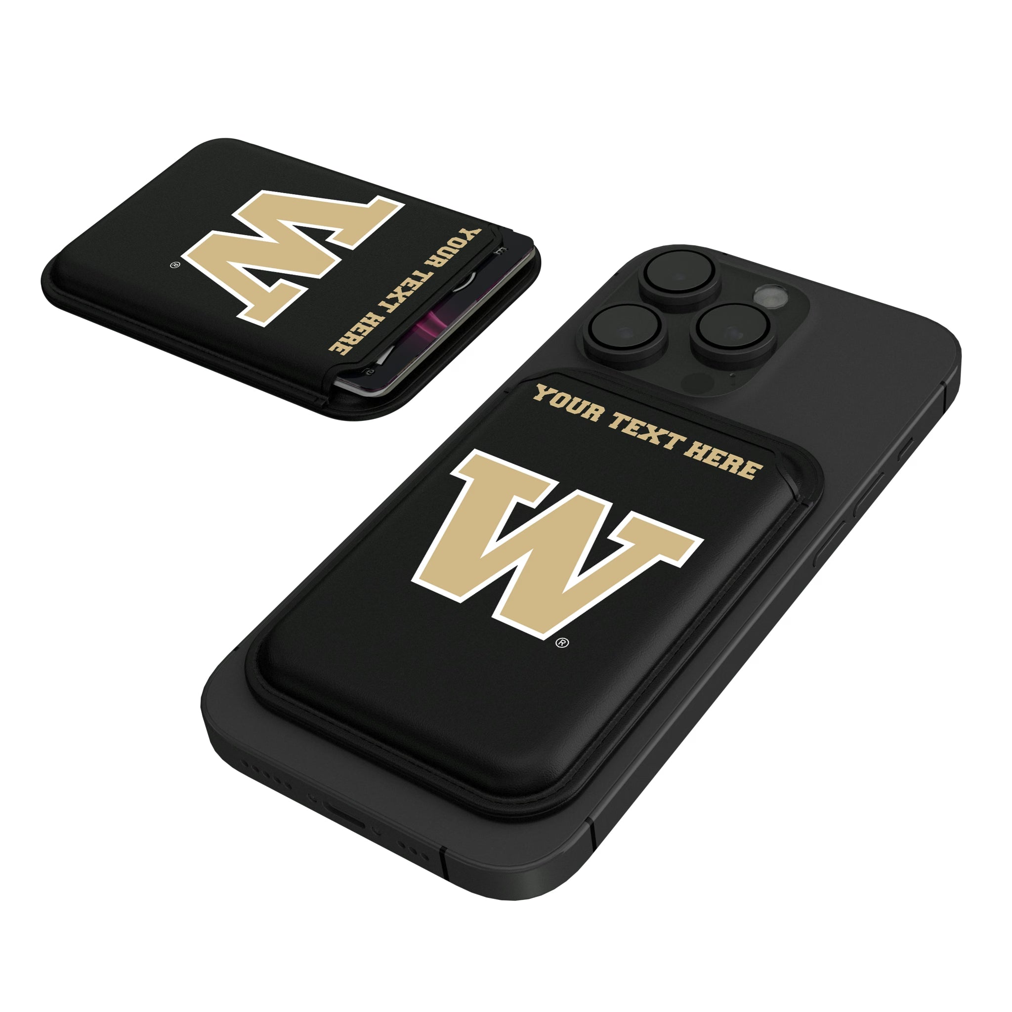 University of Washington Huskies Personalized Insignia Black Magnetic Credit Card Wallet