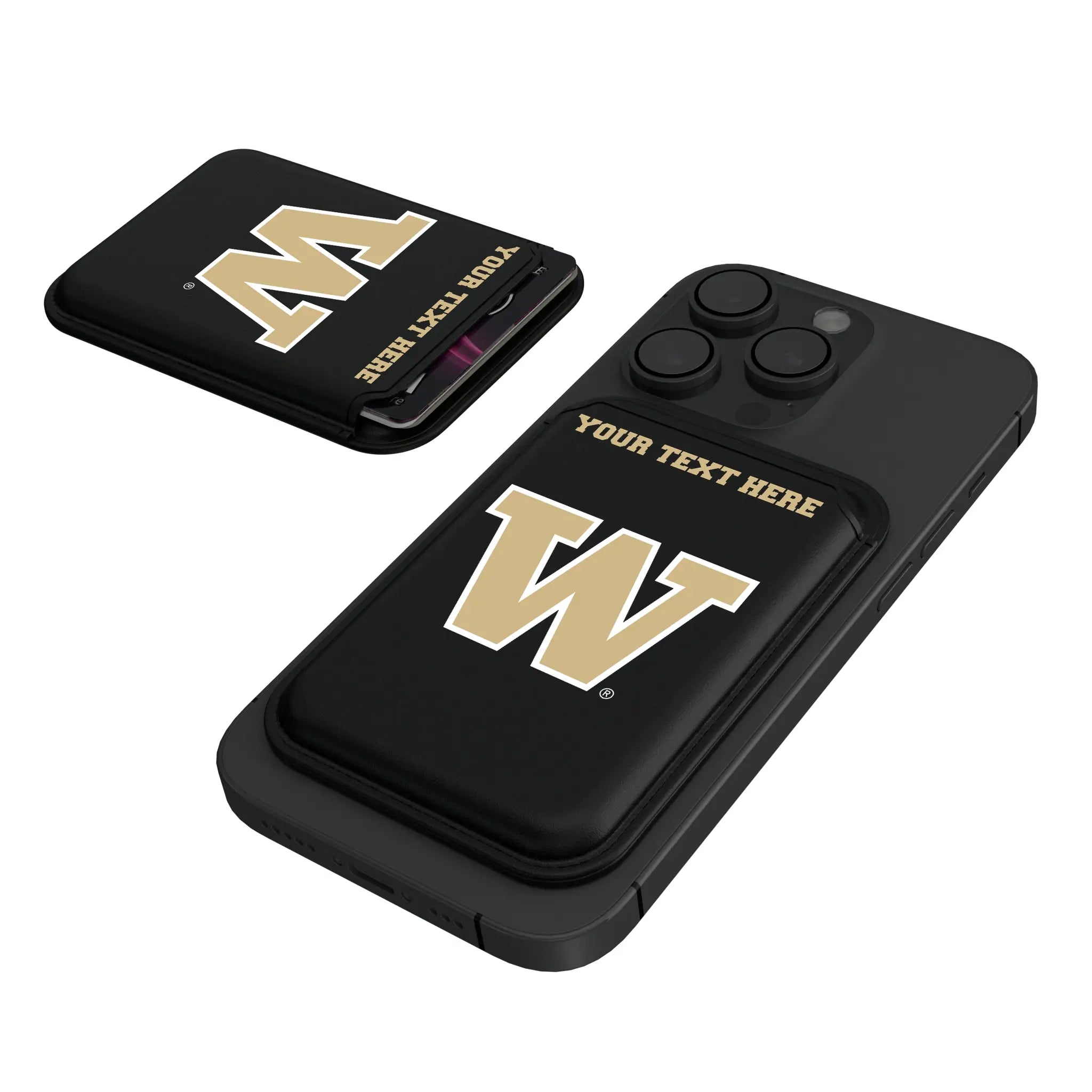 University of Washington Huskies Personalized Insignia Black Magnetic Credit Card Wallet