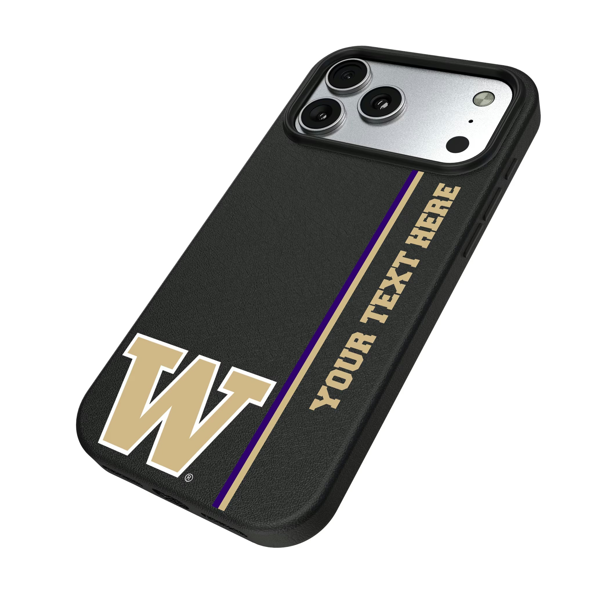 University of Washington Huskies Personalized Sidebard iPhone MagSafe Compatible Phone Case for Apple iPhone - Isometric View#Device_iPhone 17 Pro Max