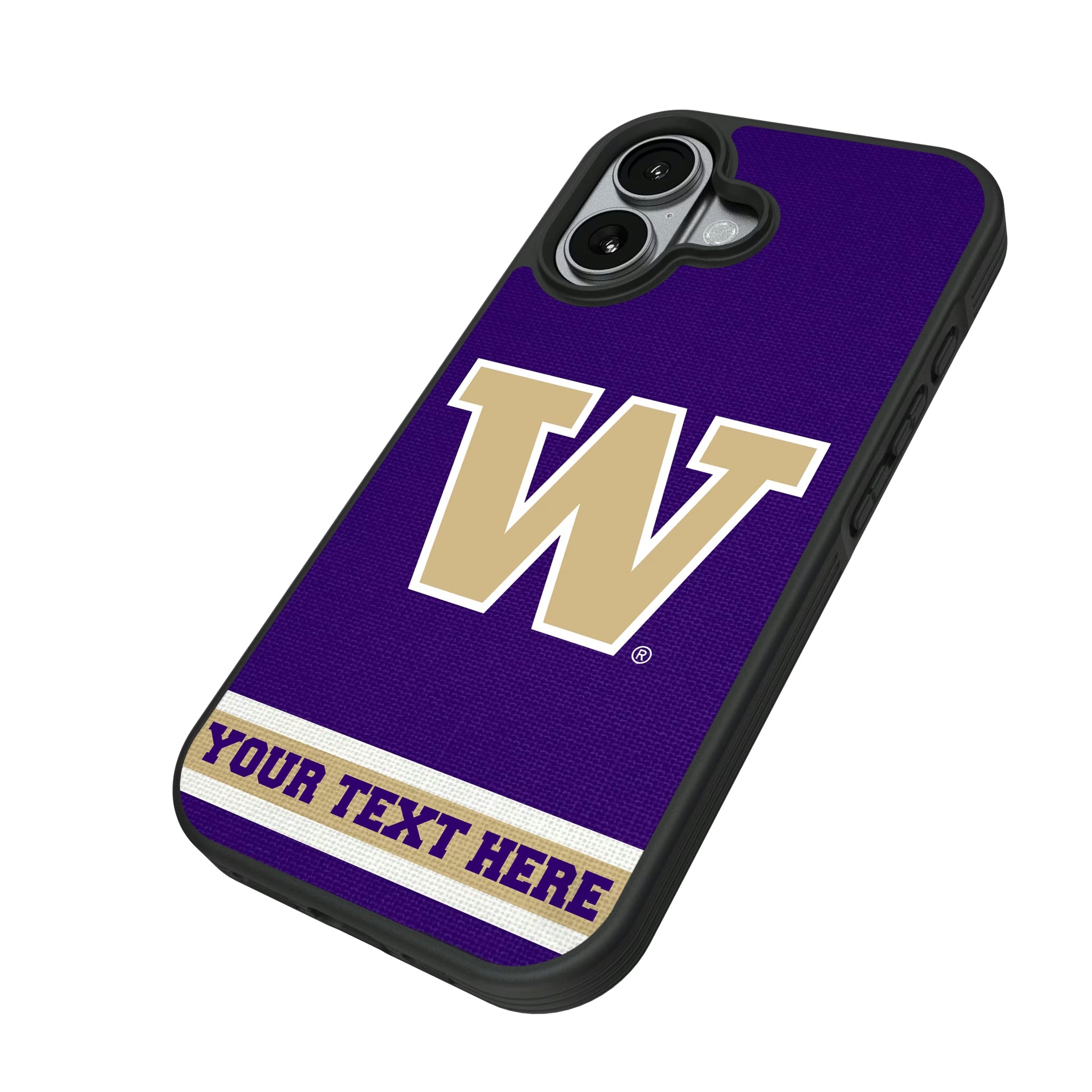 University of Washington Huskies Personalized Stripe iPhone Bump Phone Case for Apple iPhone - Isometric View#Device_iPhone 17