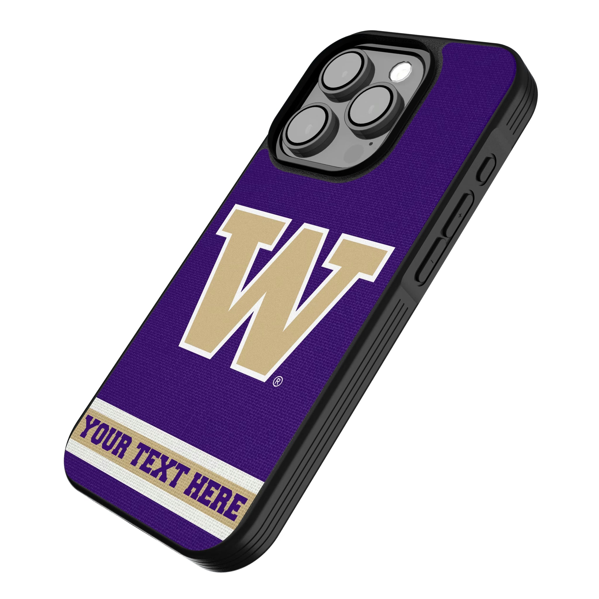 University of Washington Huskies Personalized Stripe iPhone Bump Phone Case for Apple iPhone - Isometric View
