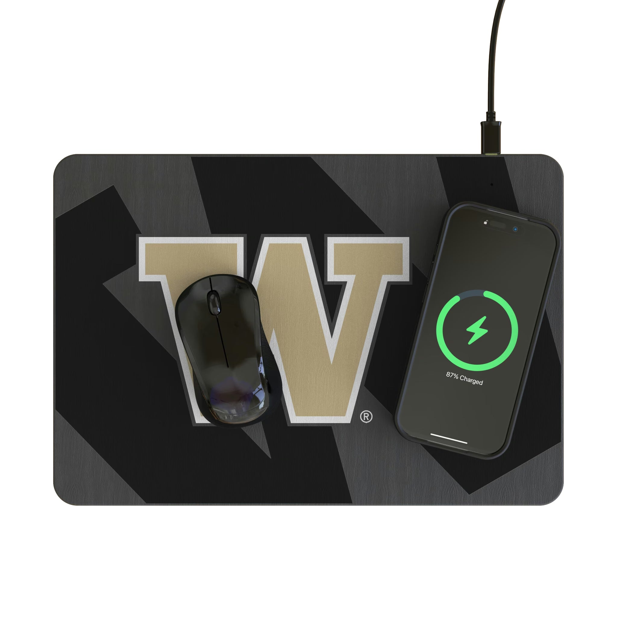 University of Washington Huskies Personalized Tilt 15-Watt Wireless Charger and Mouse Pad - Lifestyle