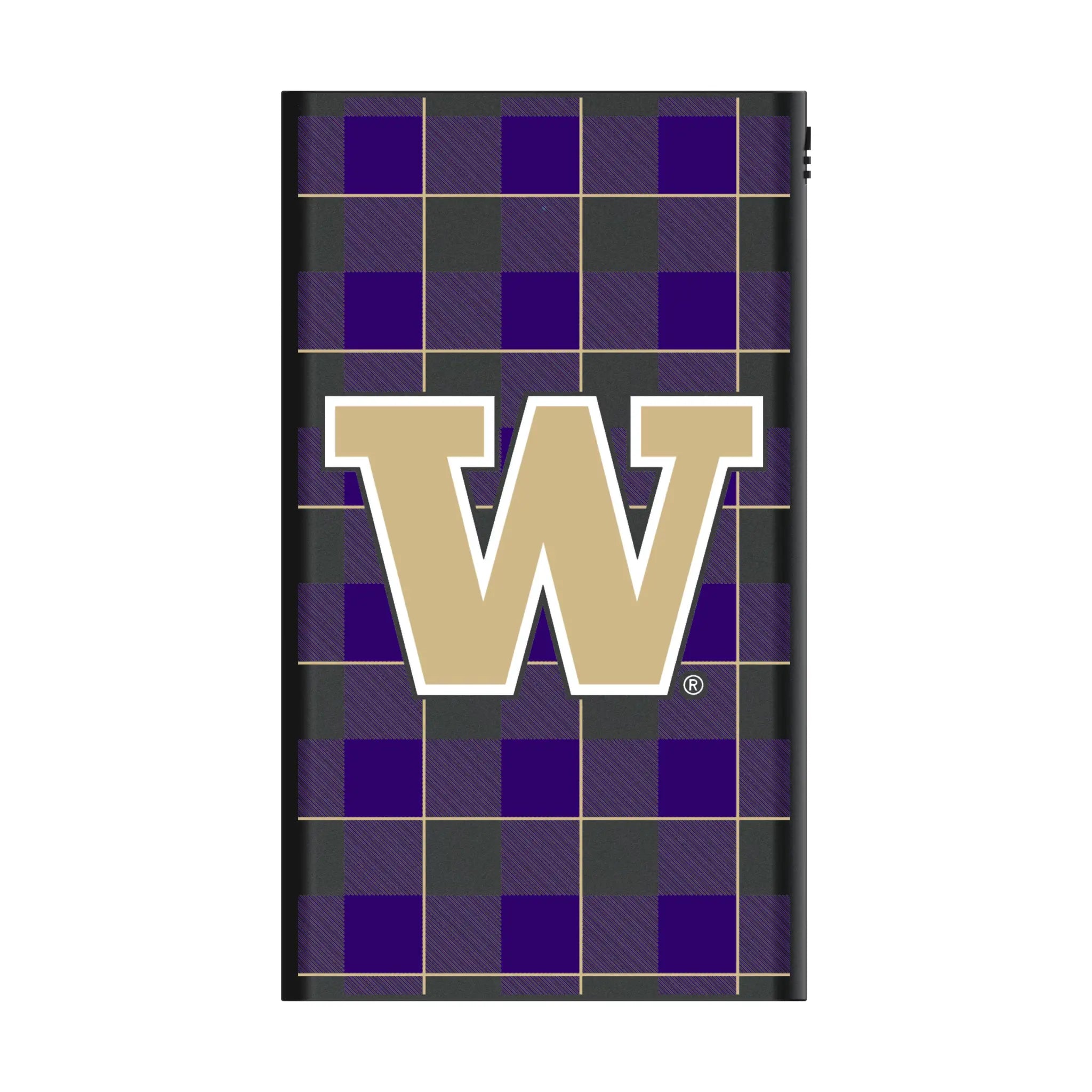 University of Washington Huskies Plaid 5000mAh Flat Power Bank