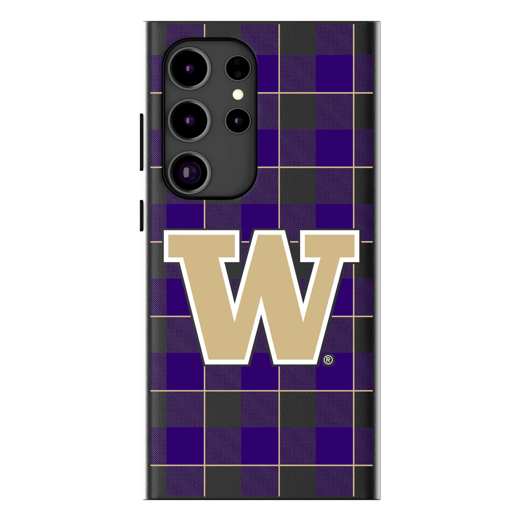 University of Washington Huskies Plaid Galaxy MagSafe Compatible Phone Case for Samsung Galaxy
