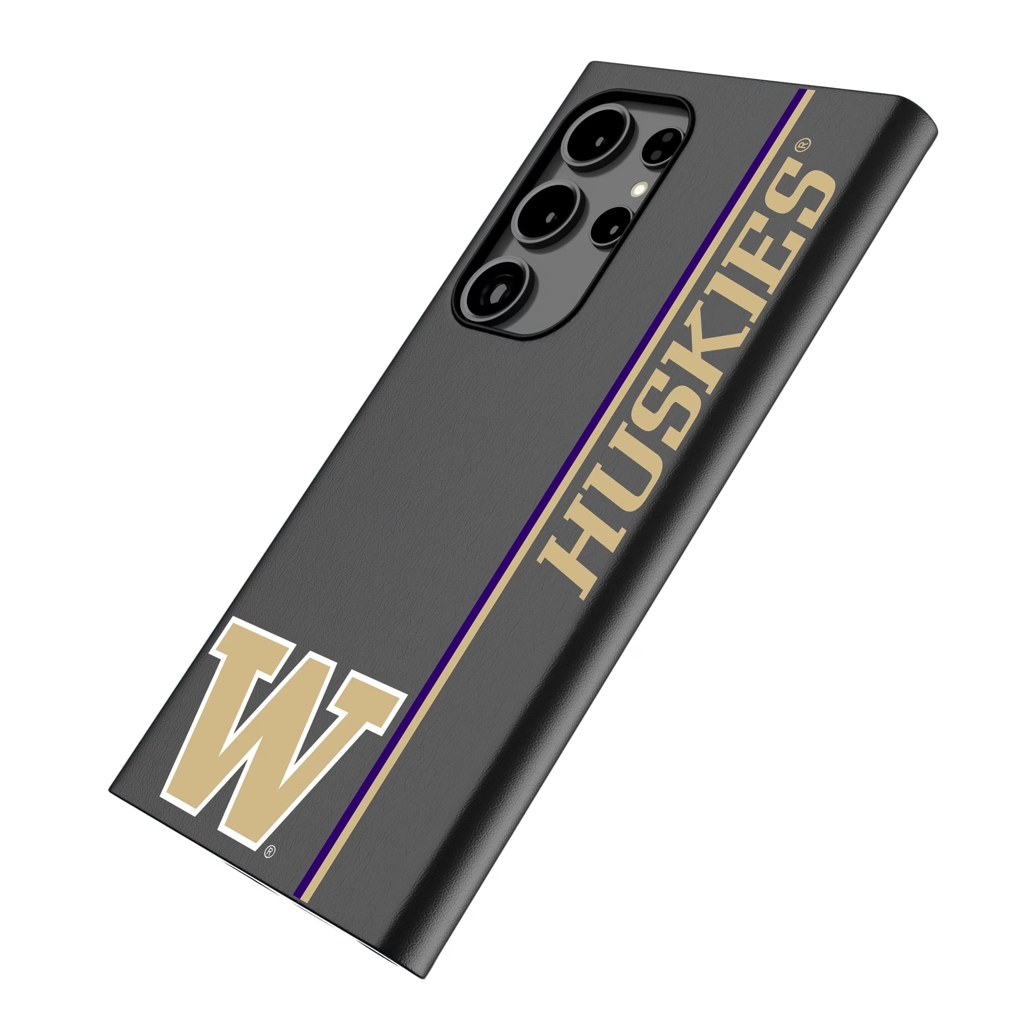 University of Washington Huskies Sidebar Galaxy MagSafe Compatible Phone Case for Samsung Galaxy - Isometric View