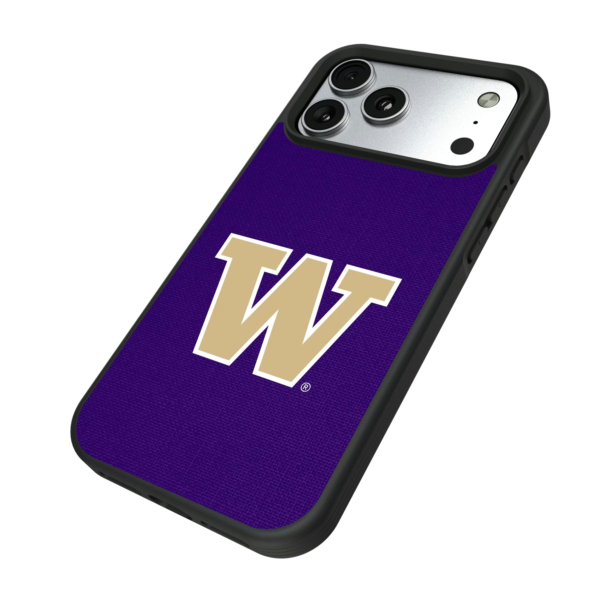 University of Washington Huskies Solid iPhone Bump Phone Case for Apple iPhone - Isometric View#Device_iPhone 17 Pro Max