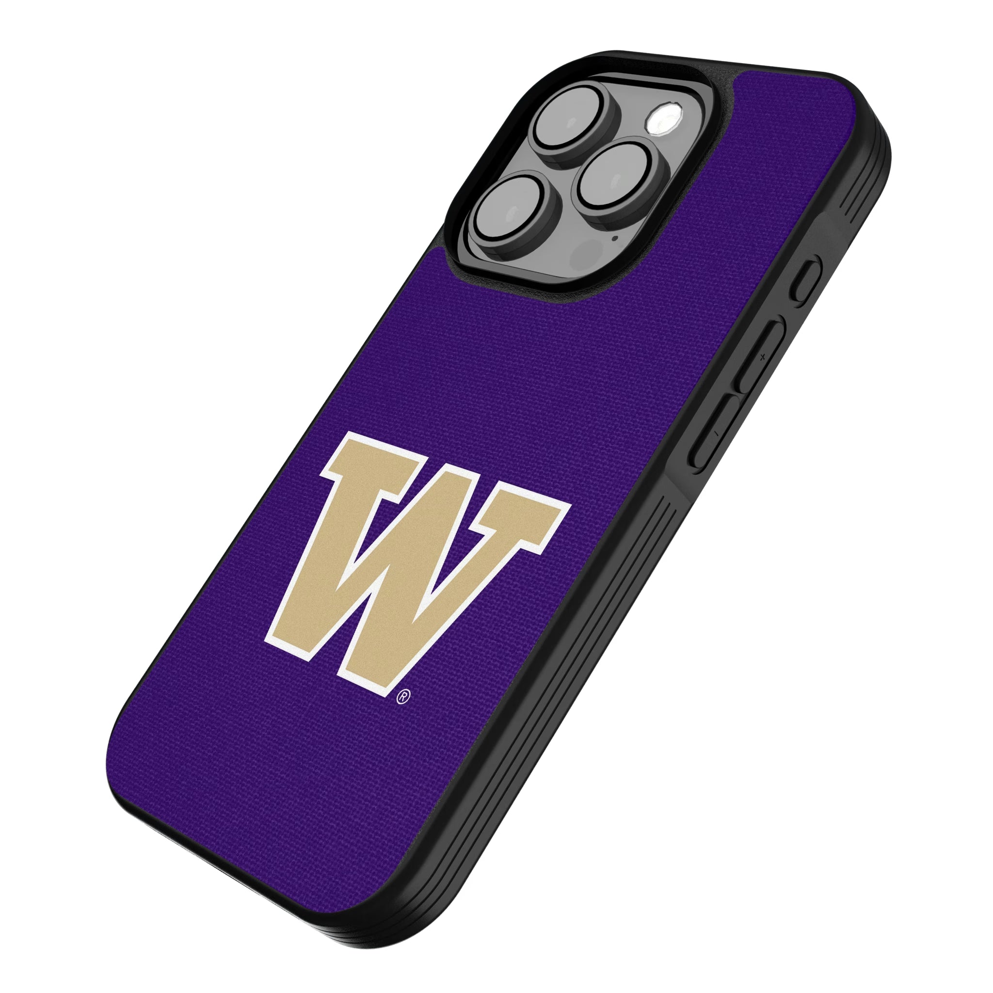 University of Washington Huskies Solid iPhone Bump Phone Case for Apple iPhone - Isometric View