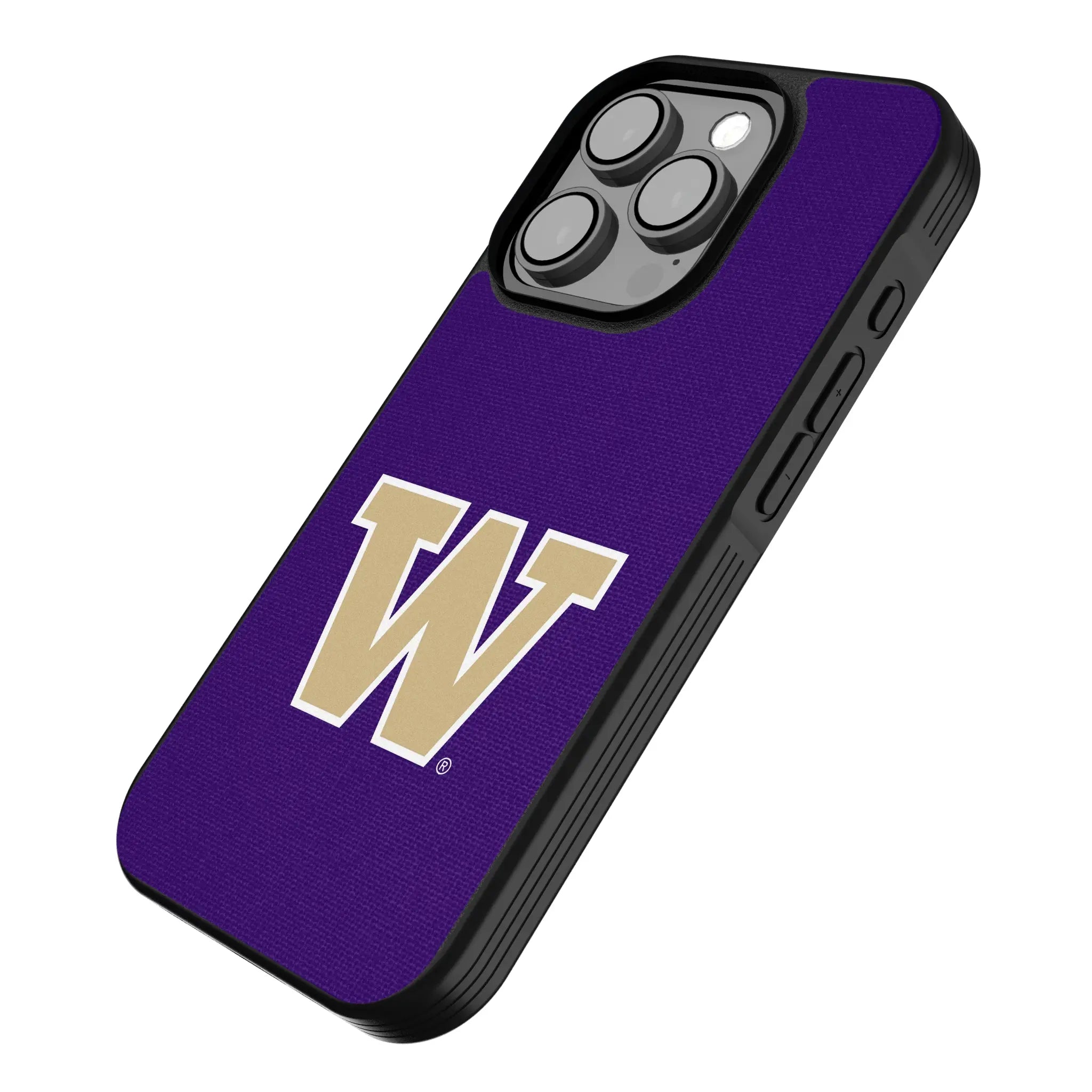 University of Washington Huskies Solid iPhone Bump Phone Case for Apple iPhone - Isometric View