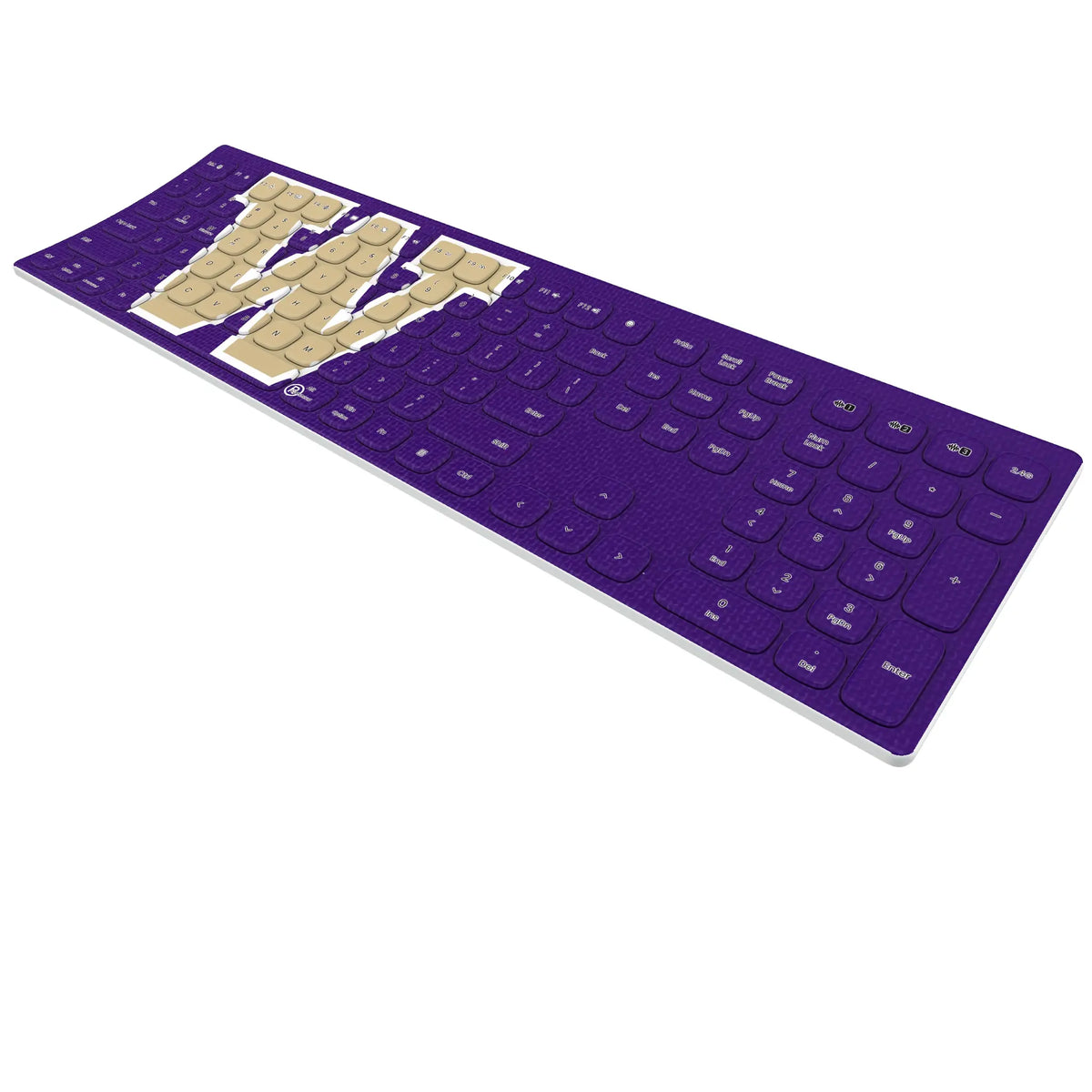 University of Washington Huskies Solid KKB605 Curved Wireless Keyboard - Isometric View