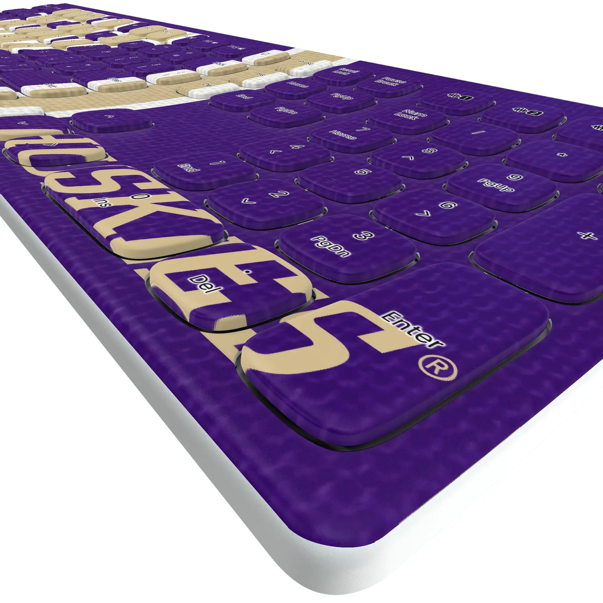 University of Washington Huskies Stripe KKB605 Curved Wireless Keyboard - Detail
