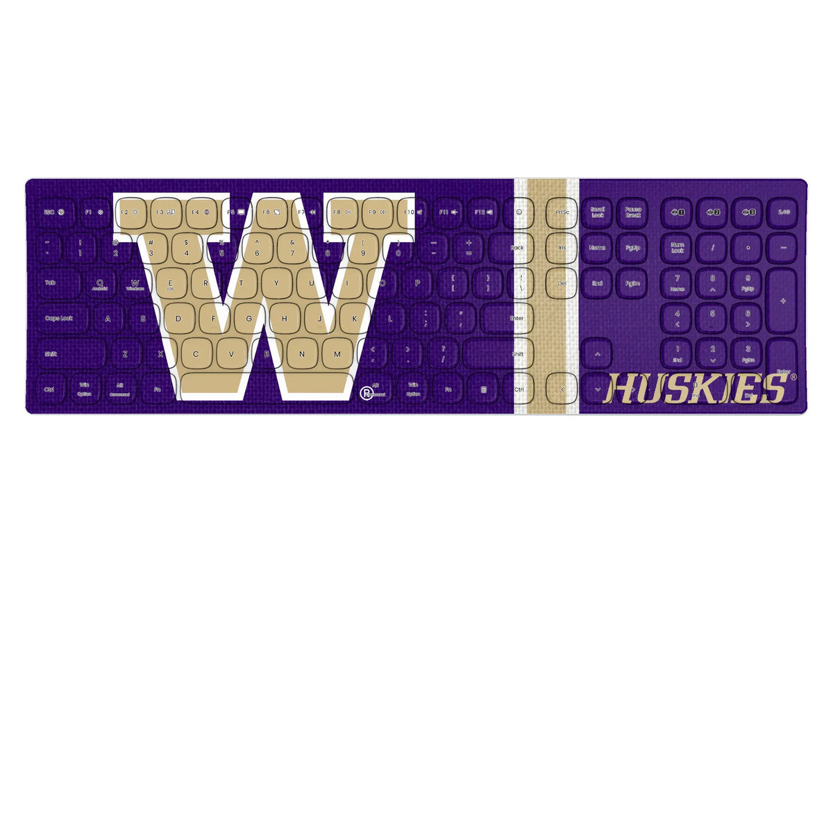 University of Washington Huskies Stripe KKB605 Curved Wireless Keyboard