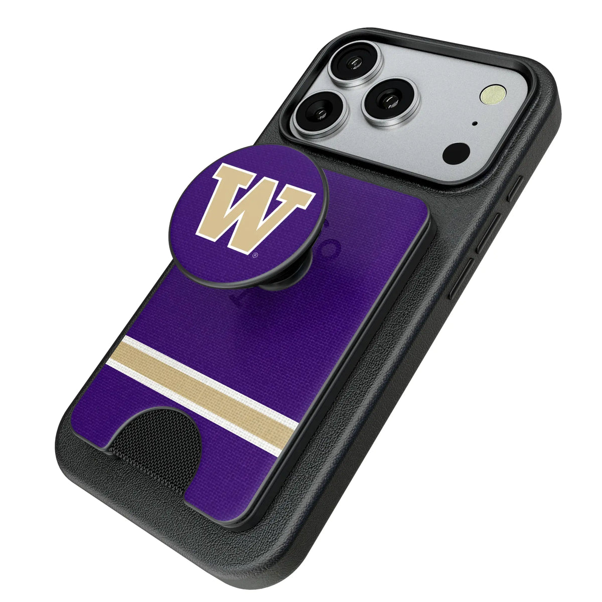 University of Washington Huskies Stripe Popsockets Wallet Magnetic - Isometric View