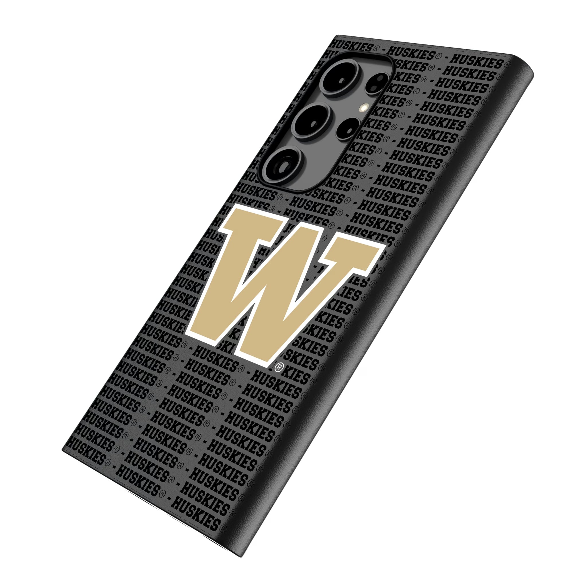 University of Washington Huskies Text Backdrop Galaxy MagSafe Compatible Phone Case for Samsung Galaxy - Isometric View
