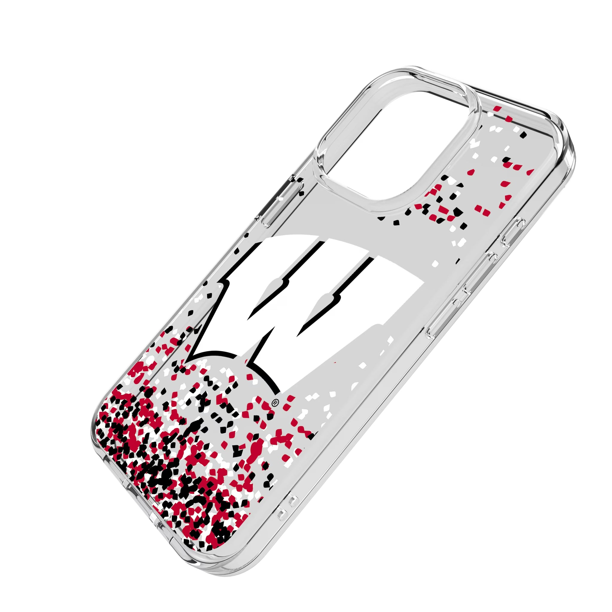 University of Wisconsin Badgers Confetti iPhone Clear Phone Case for Apple iPhone - Isometric View