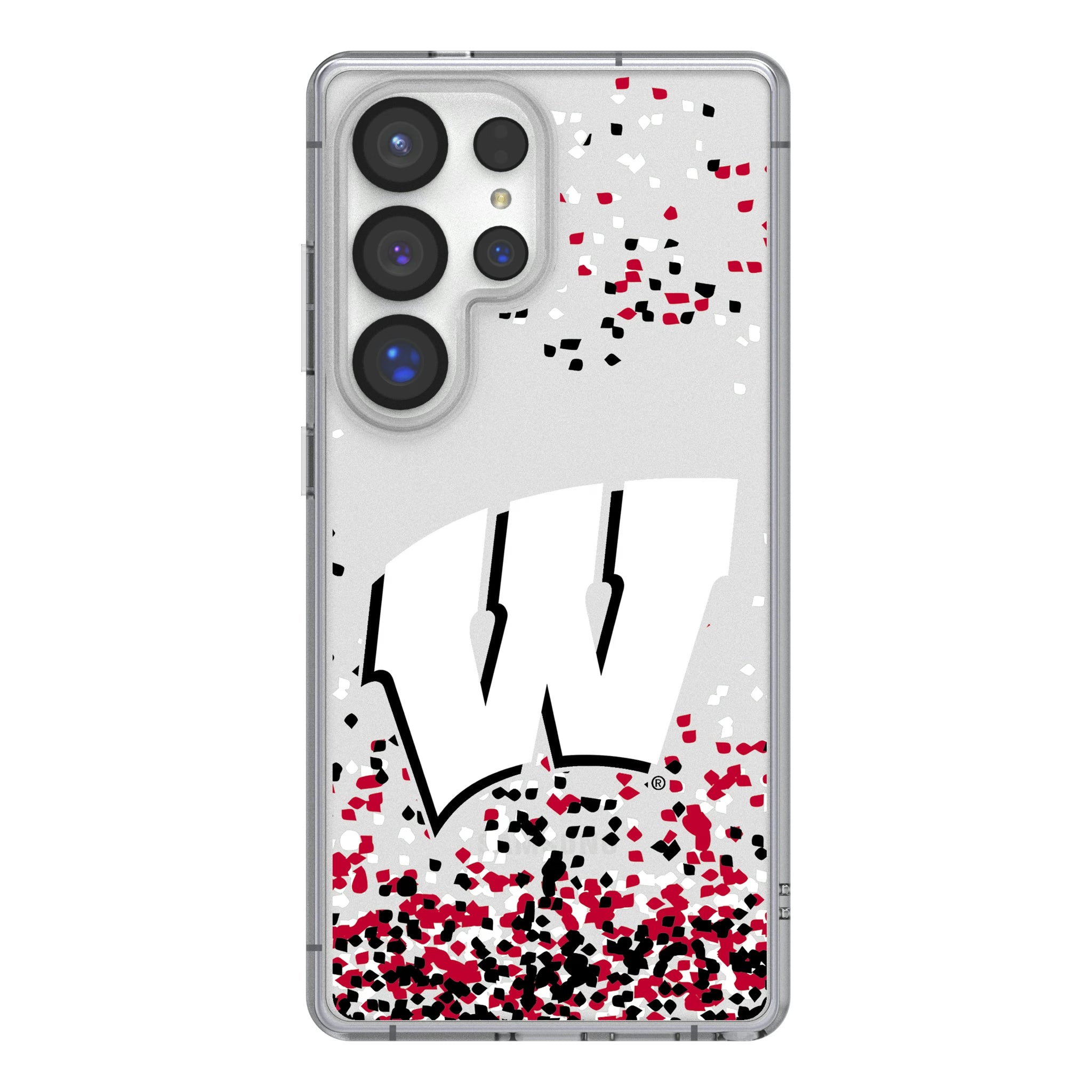 University of Wisconsin Badgers Confetti Galaxy Clear Phone Case for Samsung Galaxy