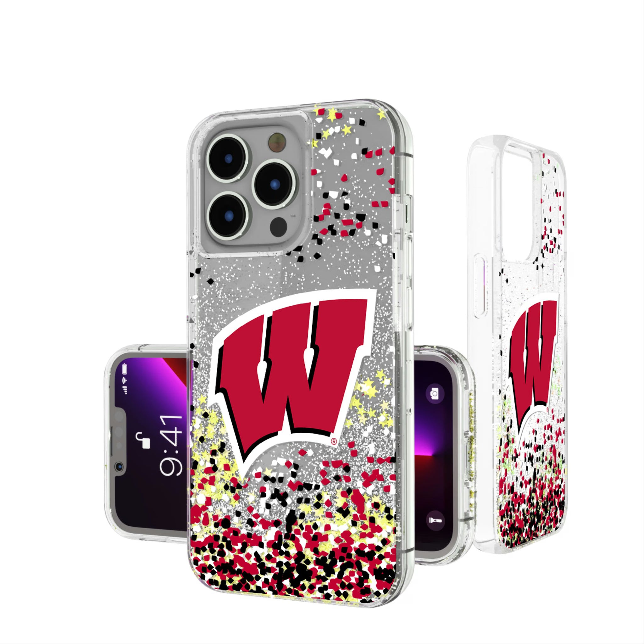University of Wisconsin Badgers Confetti iPhone Glitter Phone Case for Apple iPhone