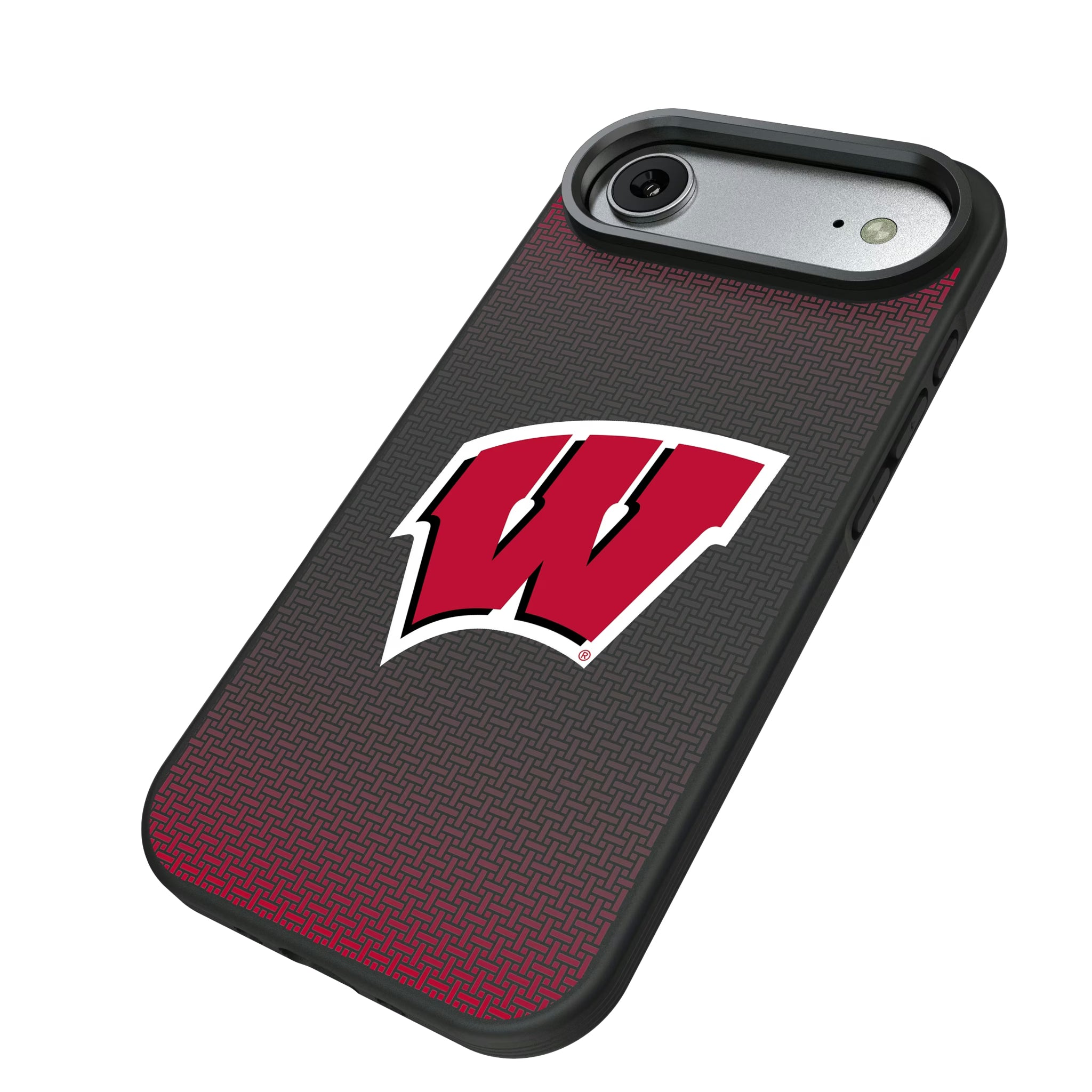 University of Wisconsin Badgers Linen iPhone Bump Phone Case for Apple iPhone - Isometric View#Device_iPhone Air